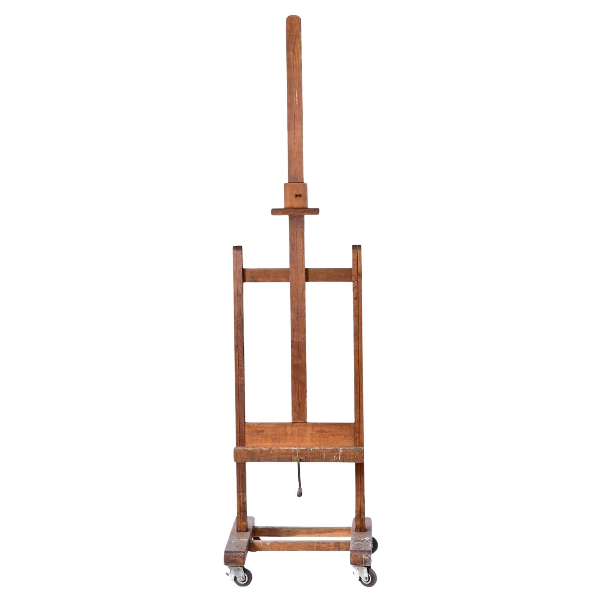 Large oak painter's easel, Paris, France, circa 1950