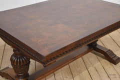 Large oak parquetry top refectory table