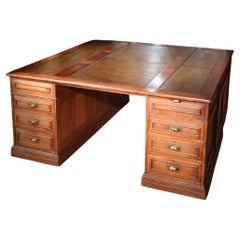 Antique Large Oak Partners Desk