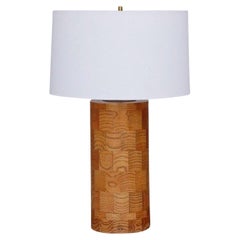 Large Oak Patchwork Table Lamp by Amter Craft
