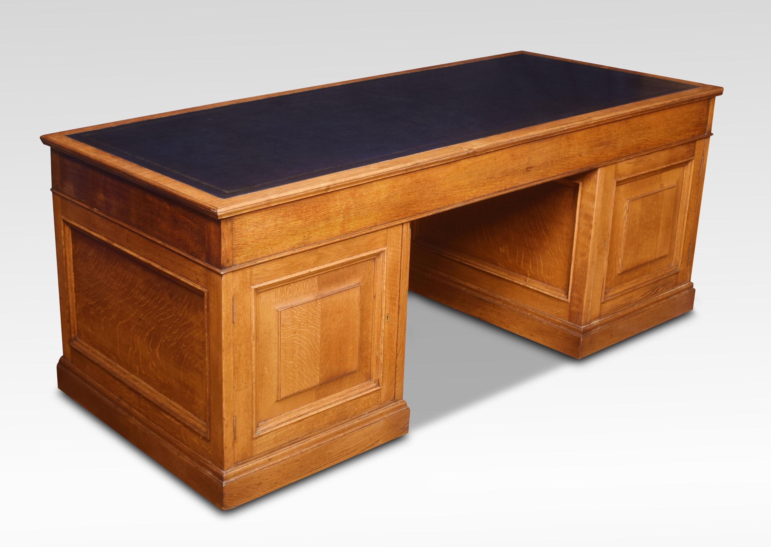 Large Oak Pedestal Desk 1