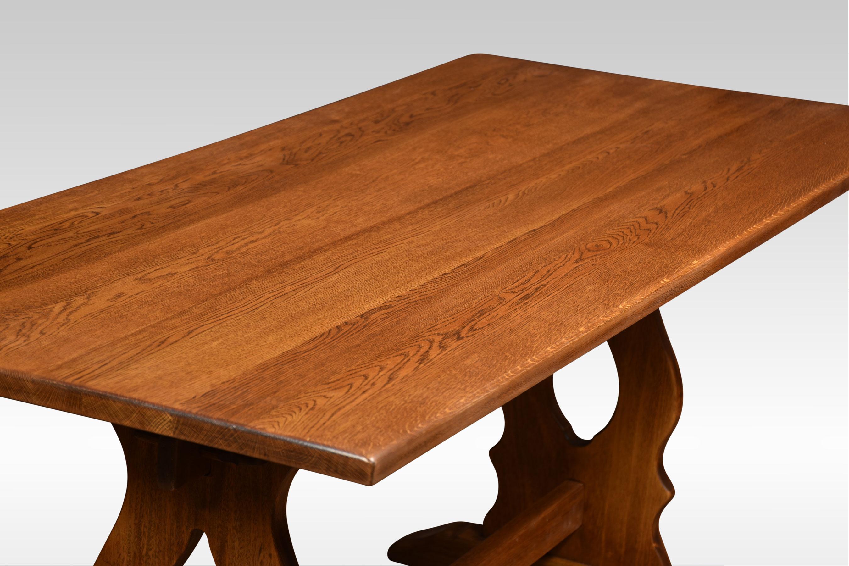 British Large Oak Plank Top Refectory Table For Sale