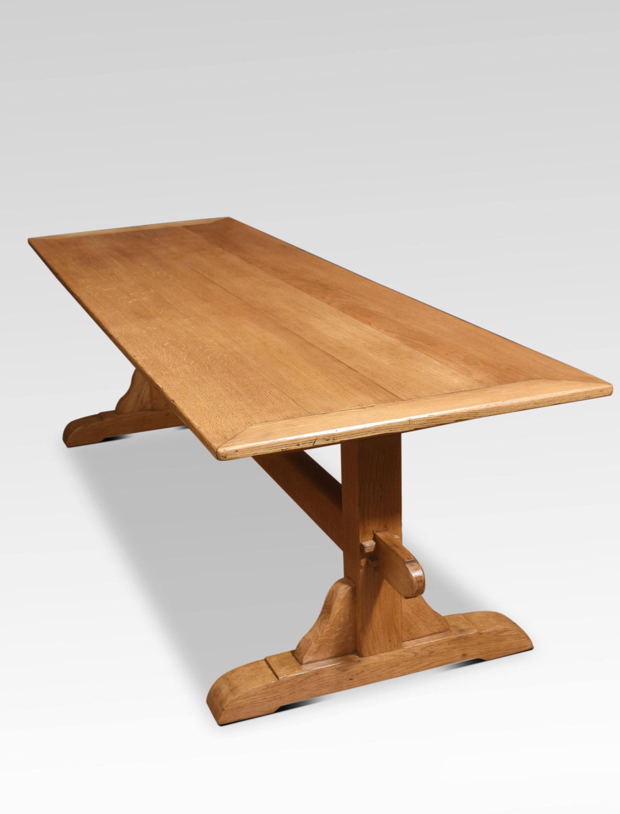 British Large oak plank top refectory table For Sale