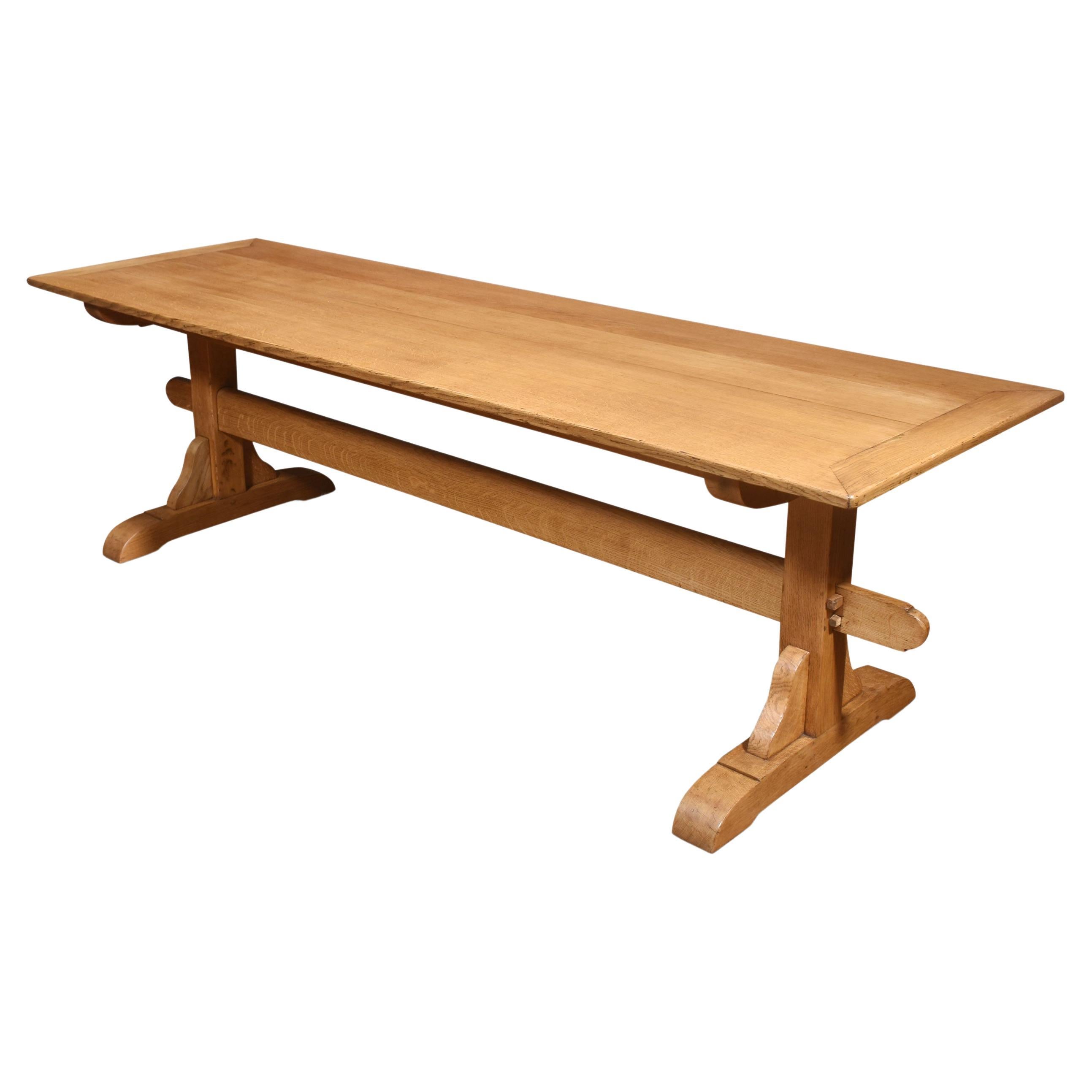 Large oak plank top refectory table For Sale