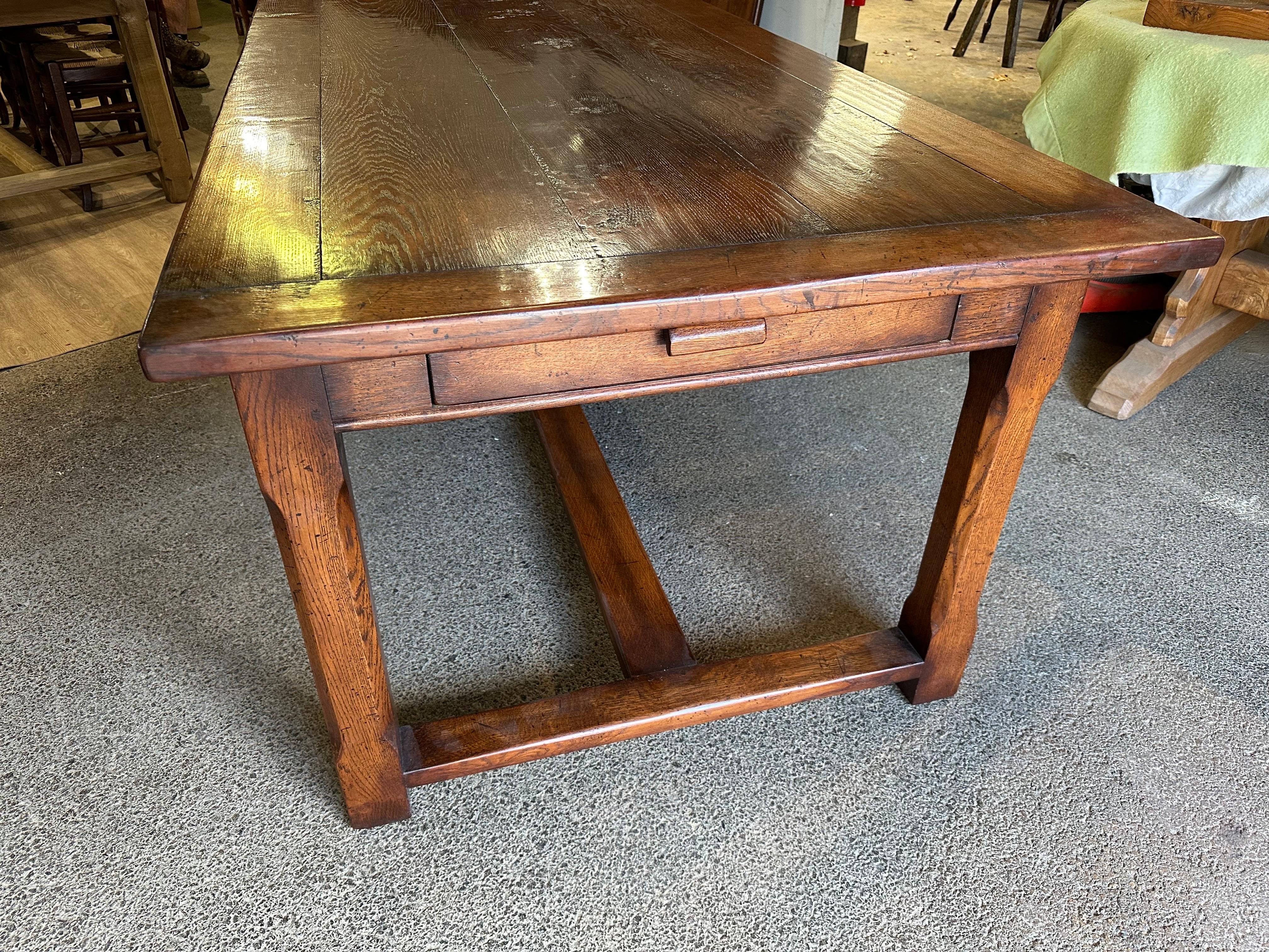 Country Large Oak Refectory Dining Table with Two Extension Leaves