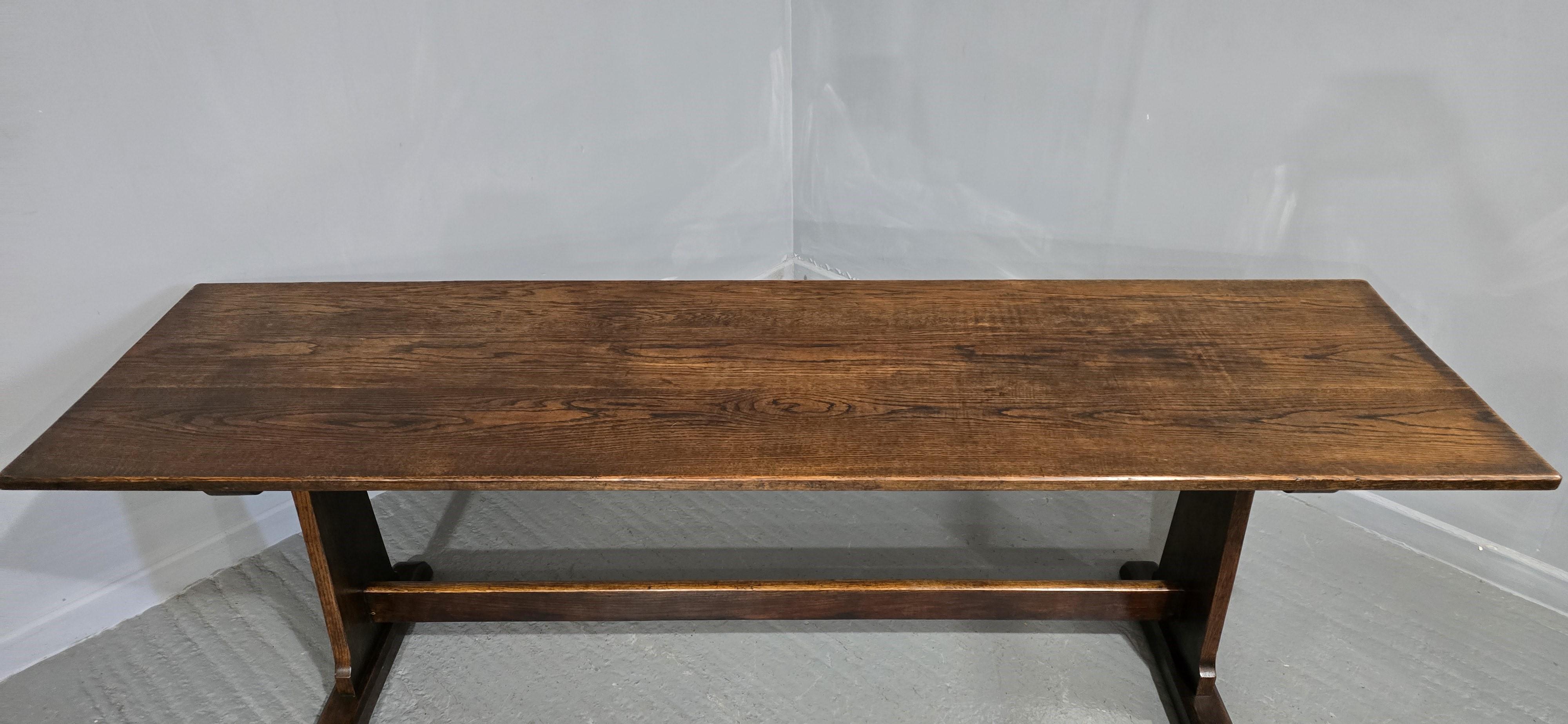English Large Oak Refrectory Kitchen Farmhouse Dining Table For Sale