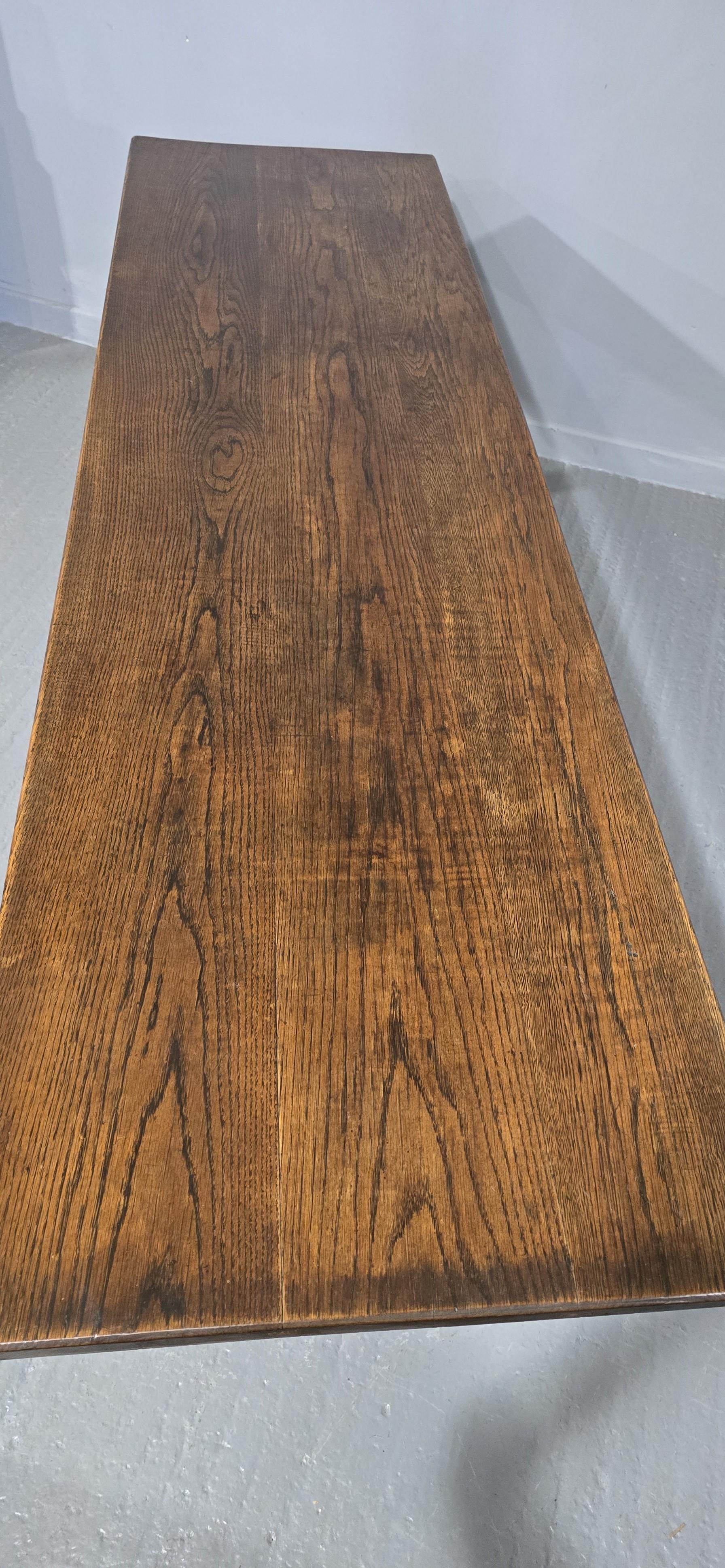 Large Oak Refrectory Kitchen Farmhouse Dining Table For Sale 1
