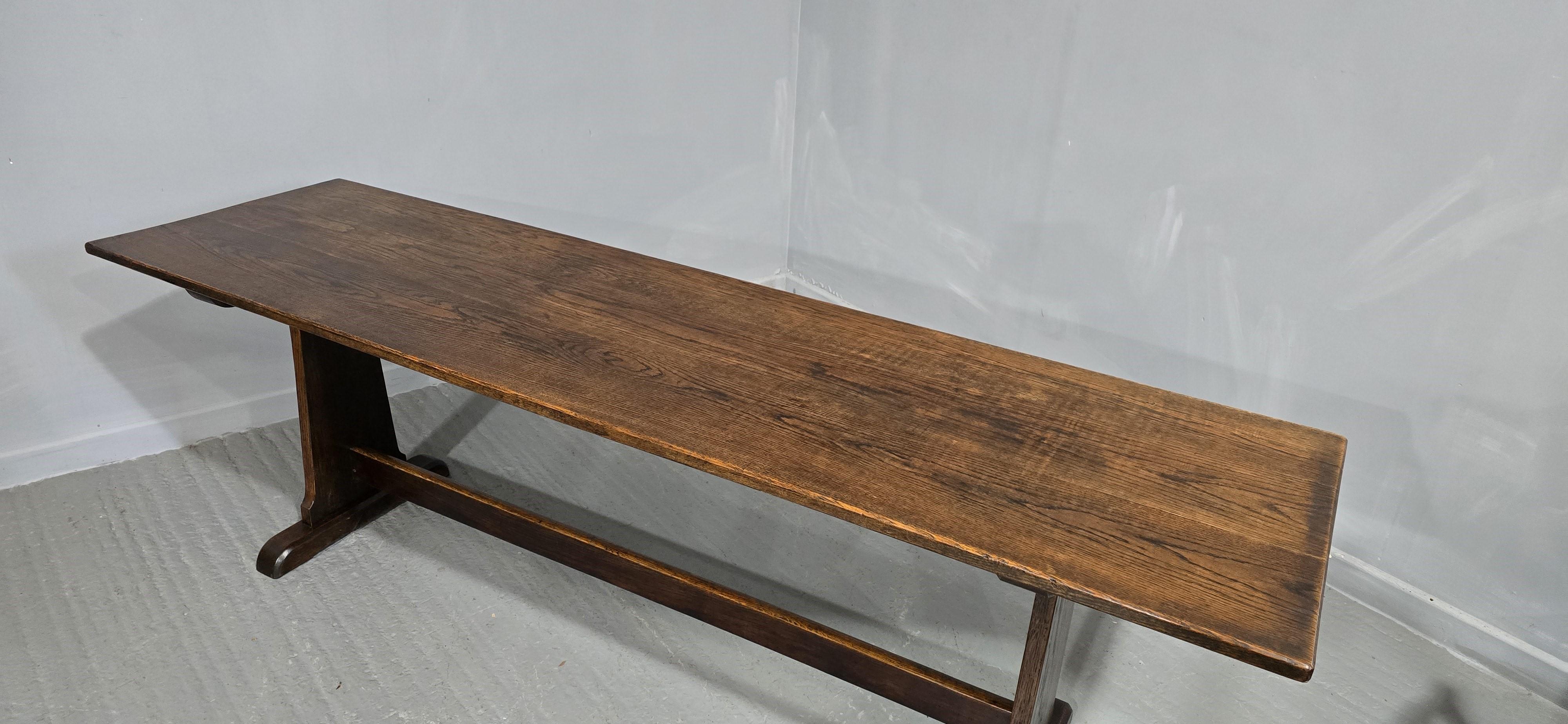 Large Oak Refrectory Kitchen Farmhouse Dining Table For Sale 2