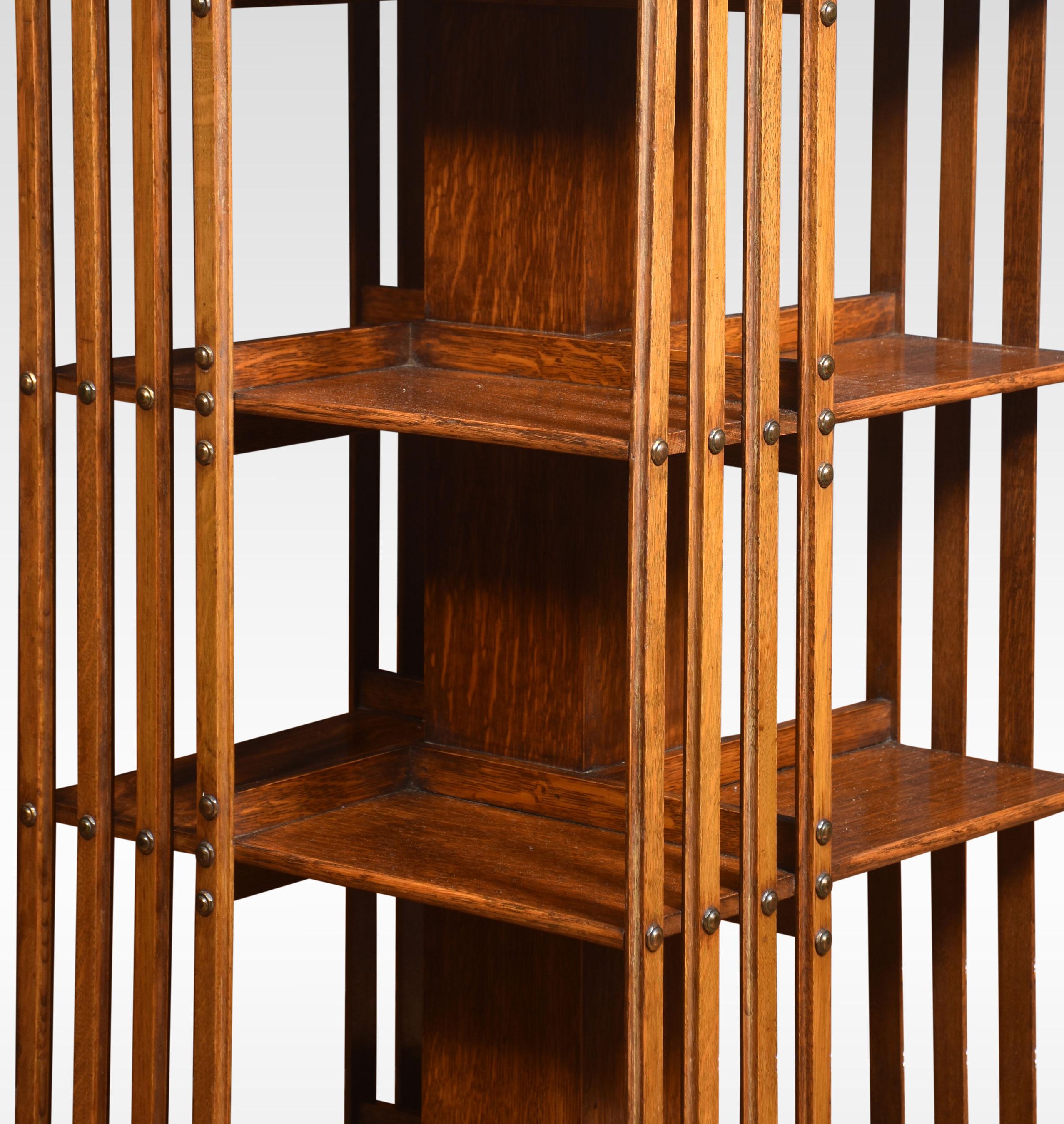 Large Oak Revolving Bookcase 1