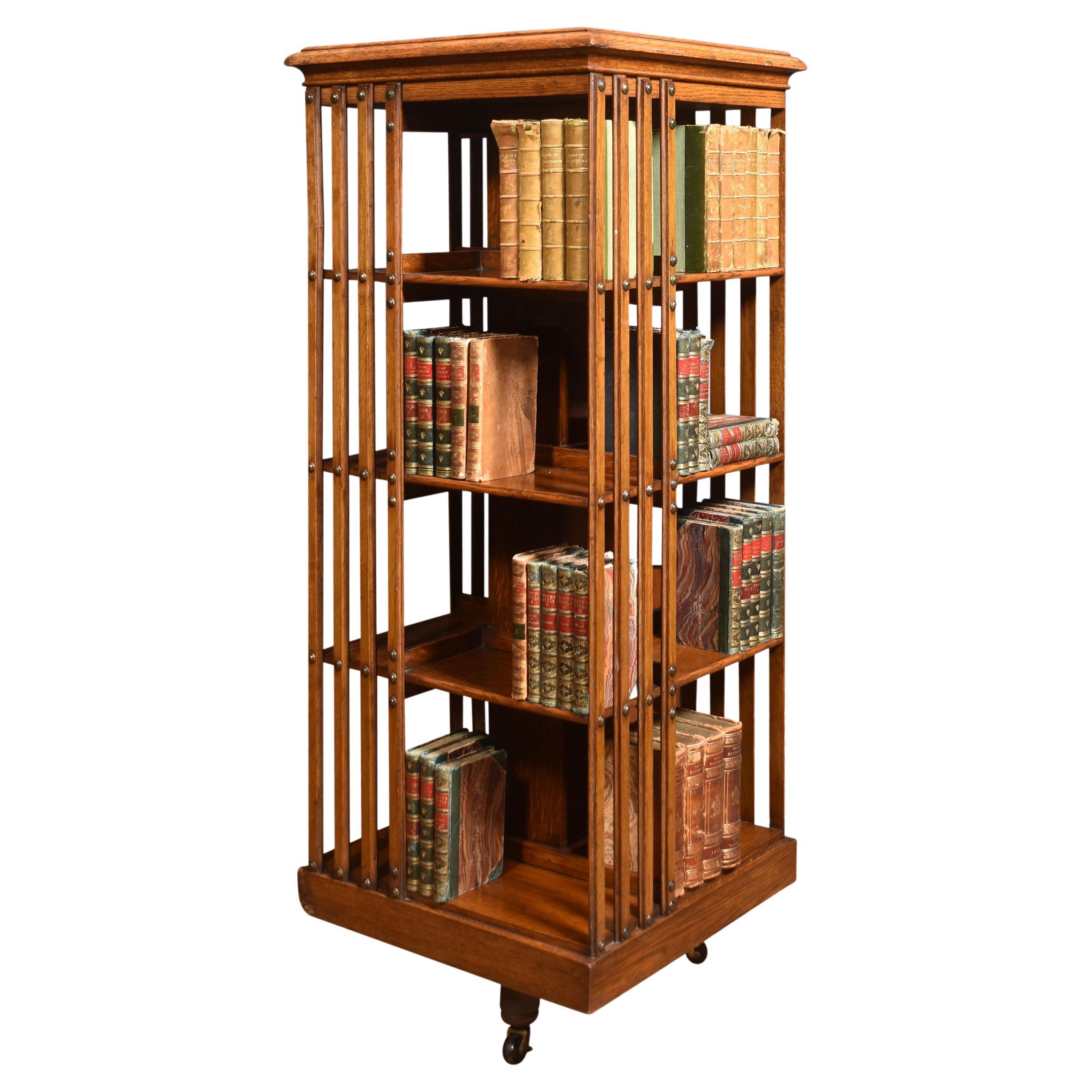 Large Oak Revolving Bookcase