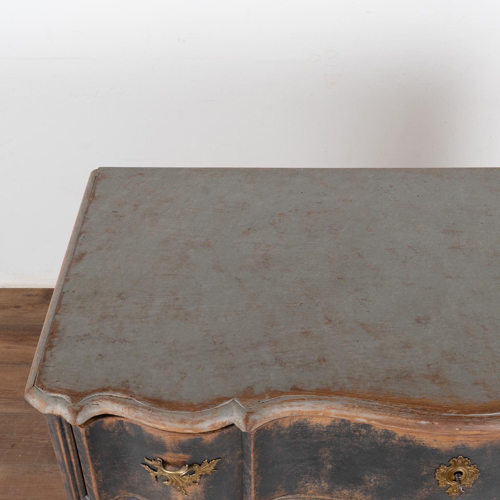 Large Oak Rococo Black Chest of Four Drawers, Denmark circa 1770-80 4