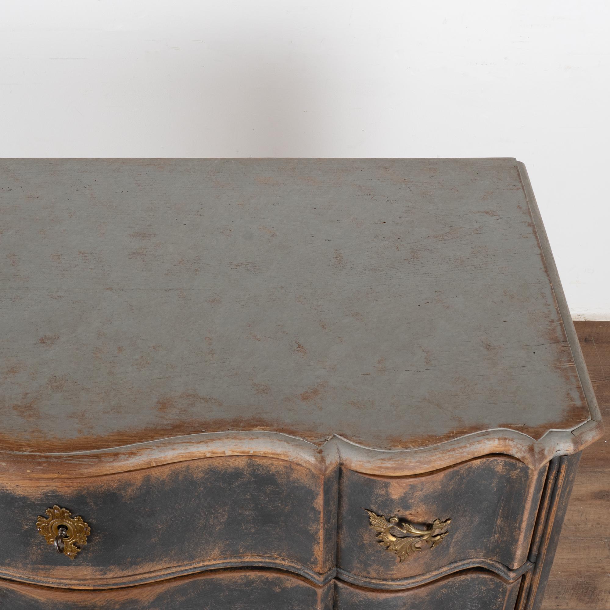 Large Oak Rococo Black Chest of Four Drawers, Denmark circa 1770-80 5
