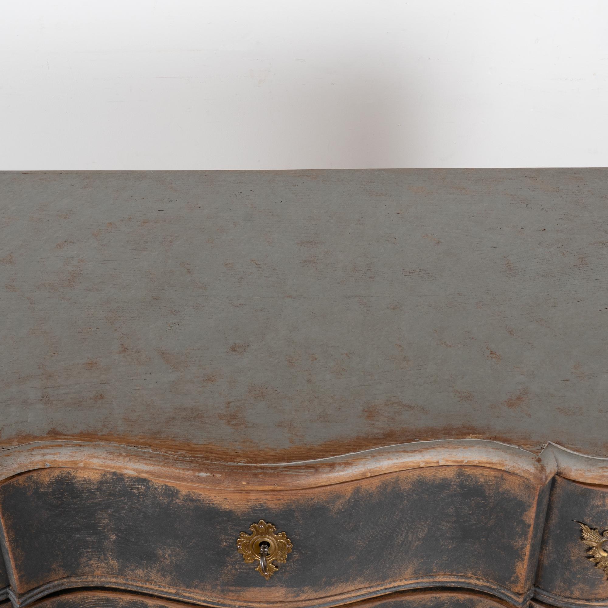 Large Oak Rococo Black Chest of Four Drawers, Denmark circa 1770-80 6