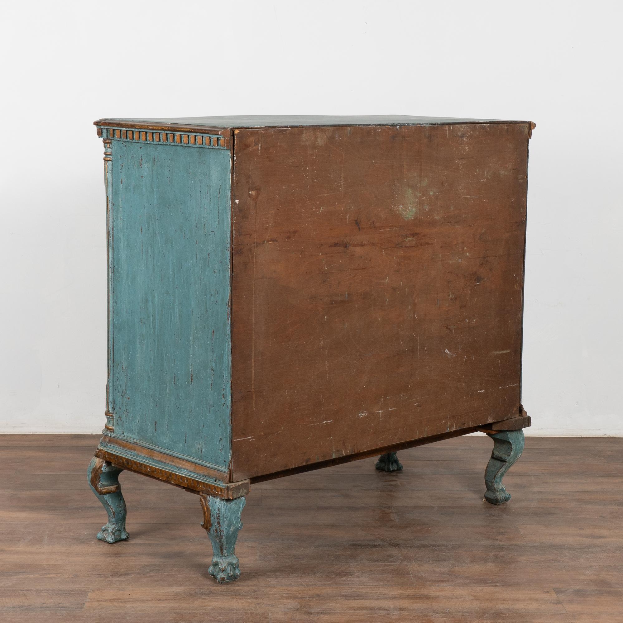 Large Oak Rococo Blue Chest of Four Drawers, Denmark circa 1750-1800 6