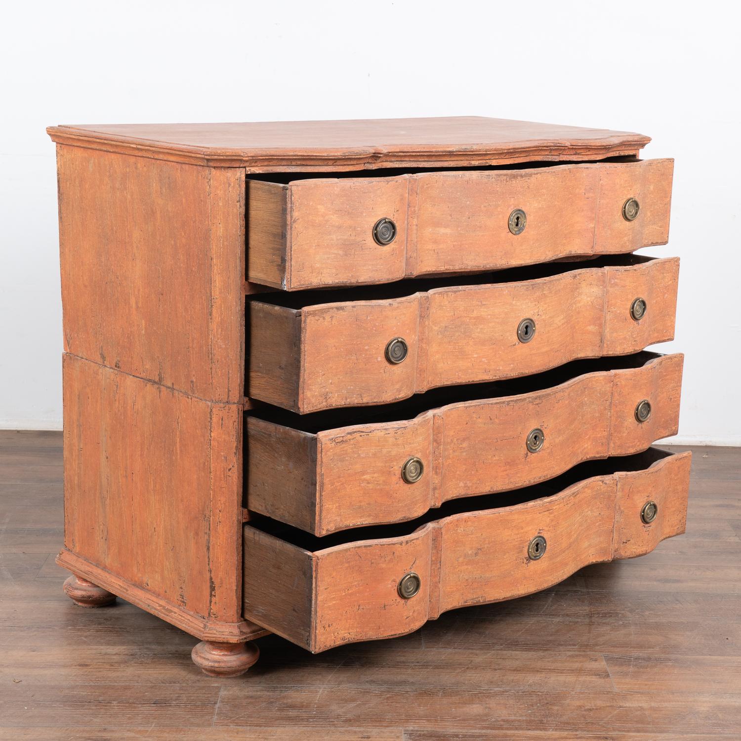 Danish Large Oak Rococo Chest of Four Drawers, Denmark circa 1780-1800 For Sale