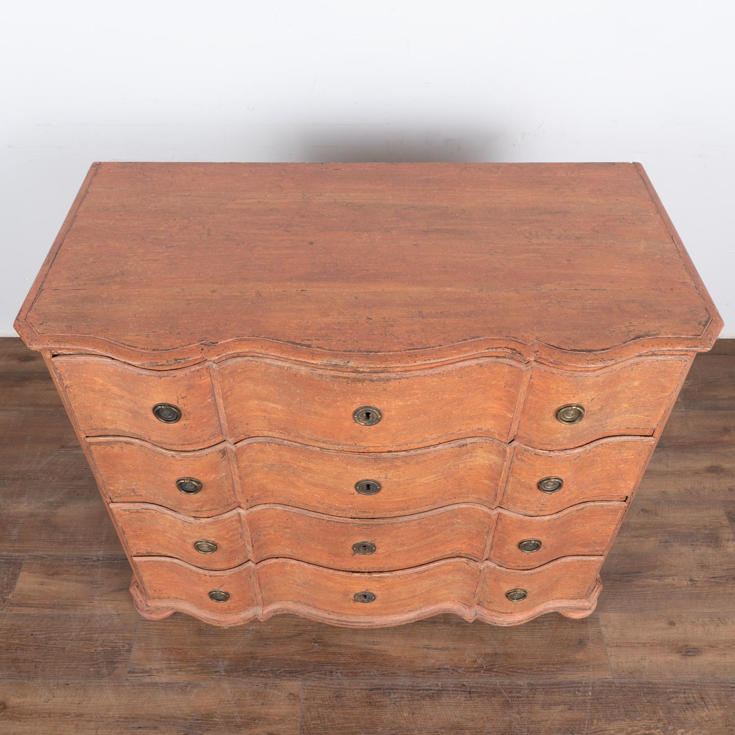 18th Century Large Oak Rococo Chest of Four Drawers, Denmark circa 1780-1800 For Sale