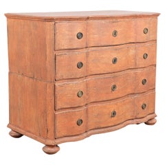 Antique Large Oak Rococo Chest of Four Drawers, Denmark circa 1780-1800