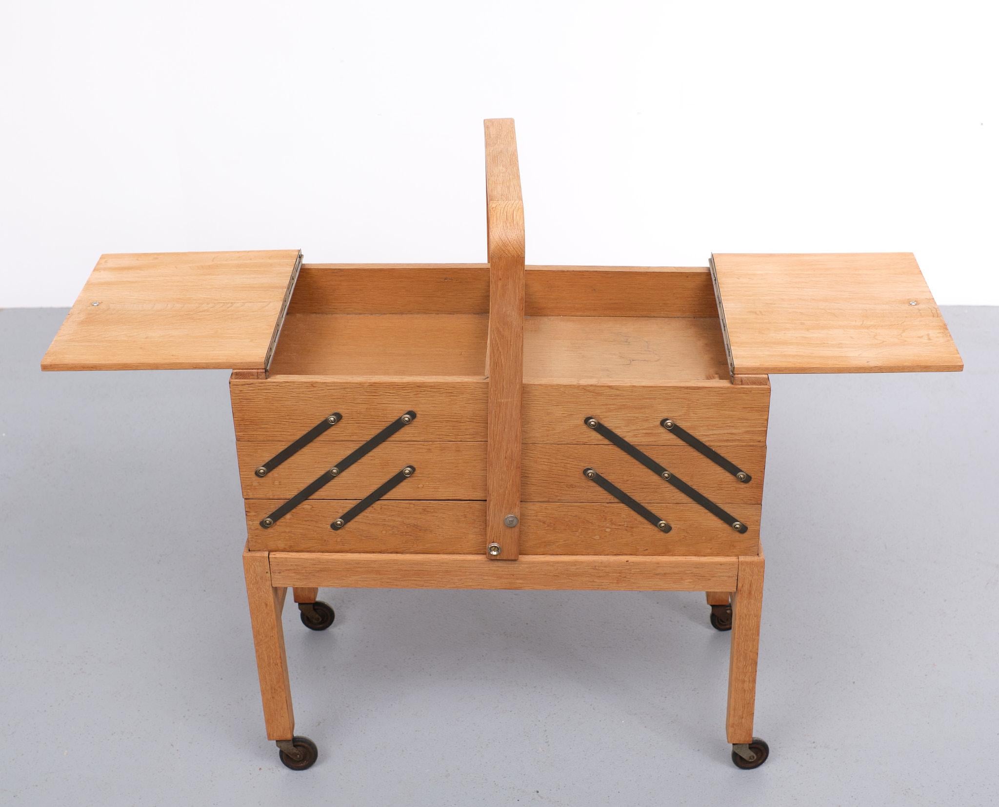 Large Oak Sewing Box, 1950s, Holland  For Sale 1