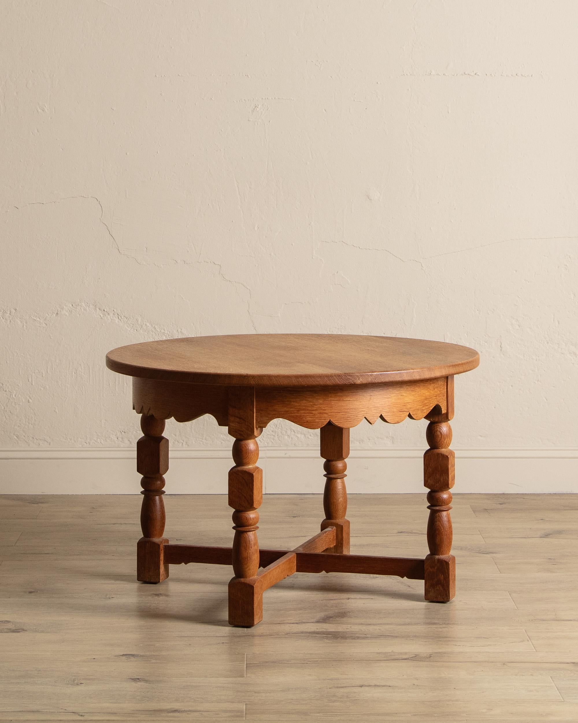 Danish Large Oak Side Table w/ Scalloped Apron by Henning Kjarenulf, Denmark, 1970's For Sale