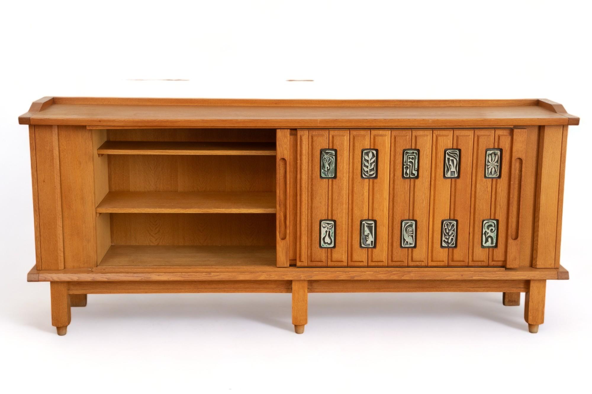 20th Century Large Oak Sideboard by Guillerme and Chambron, France 1950