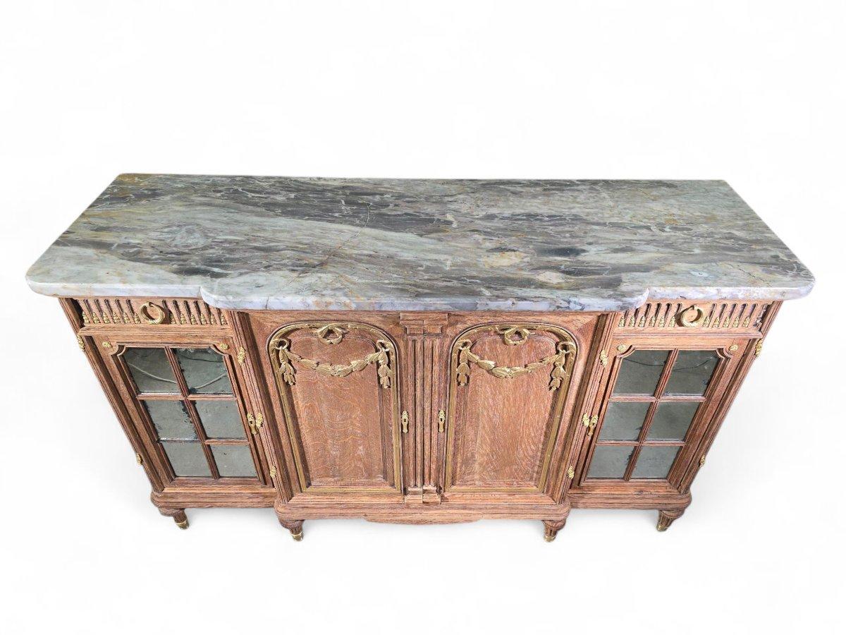 Large oak sideboard decorated with gilt bronze and marble – 19th century For Sale 2
