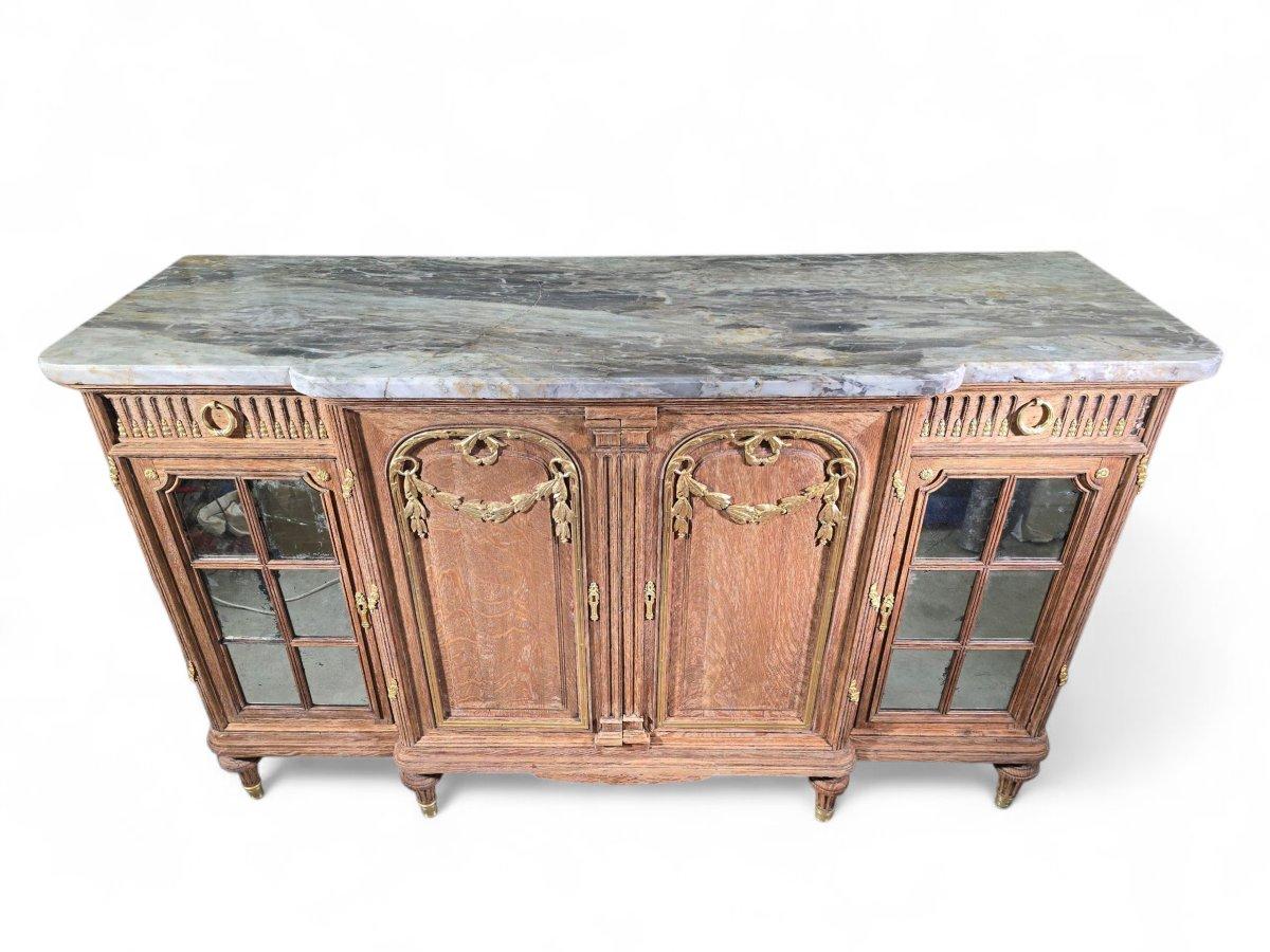 Large oak sideboard decorated with gilt bronze and marble – 19th century For Sale 3