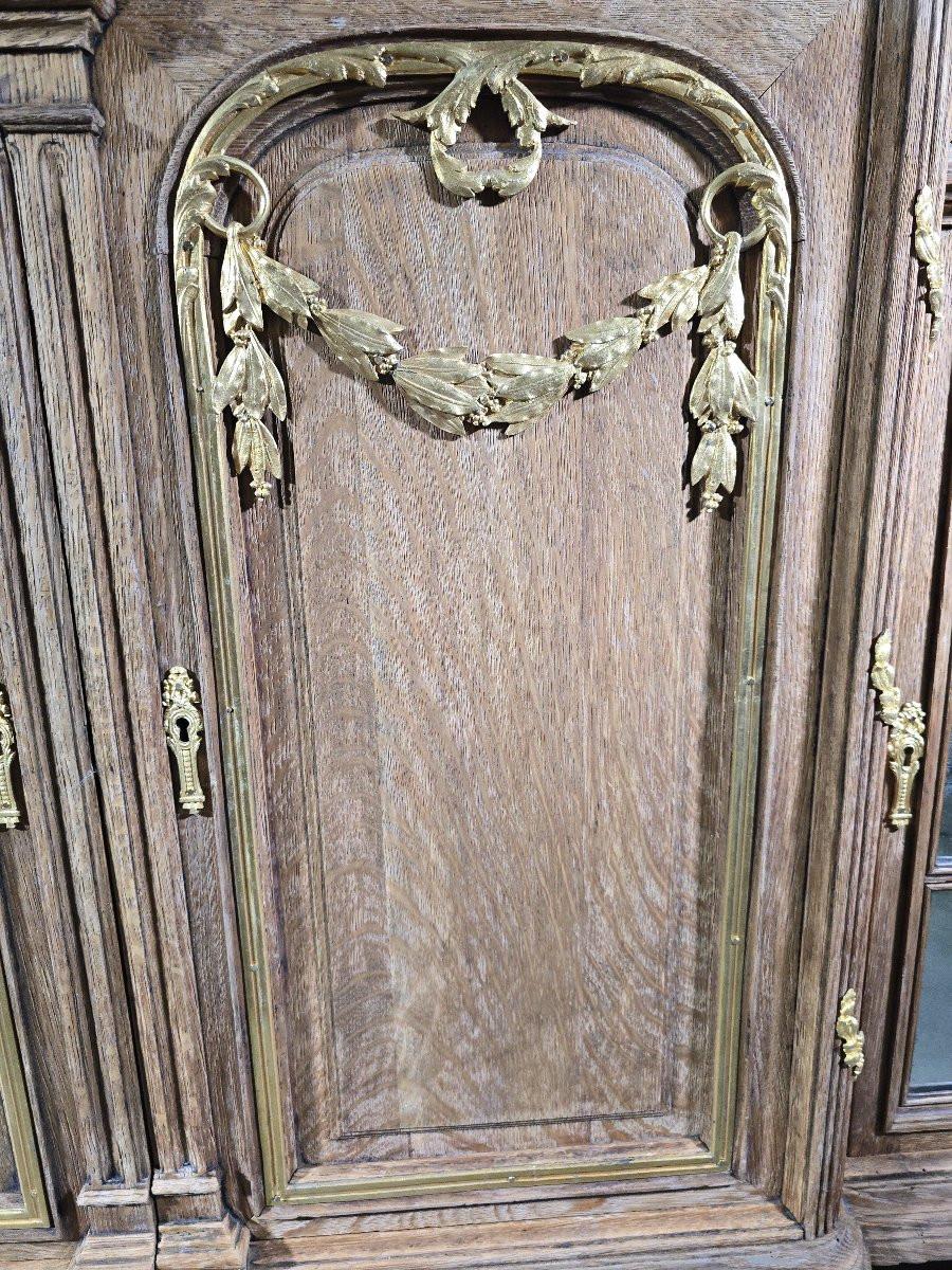 French Large oak sideboard decorated with gilt bronze and marble – 19th century For Sale