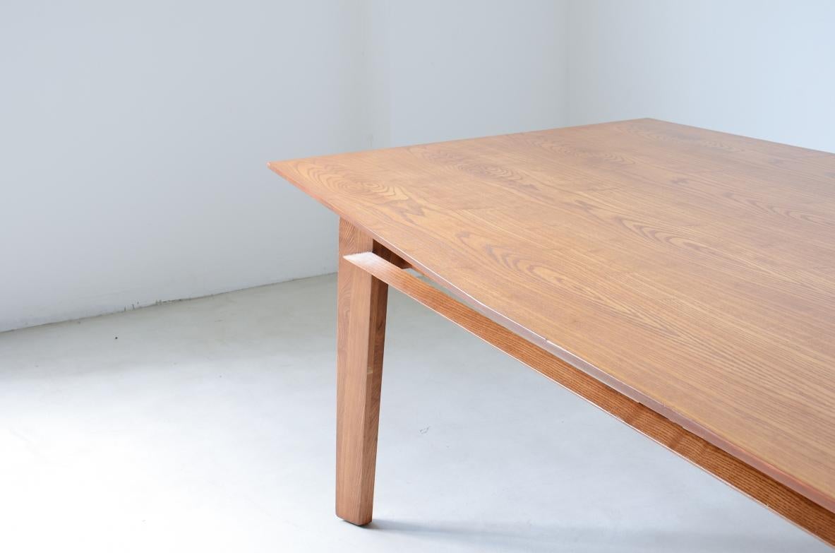 Mid-Century Modern Large oak table with shaped top For Sale