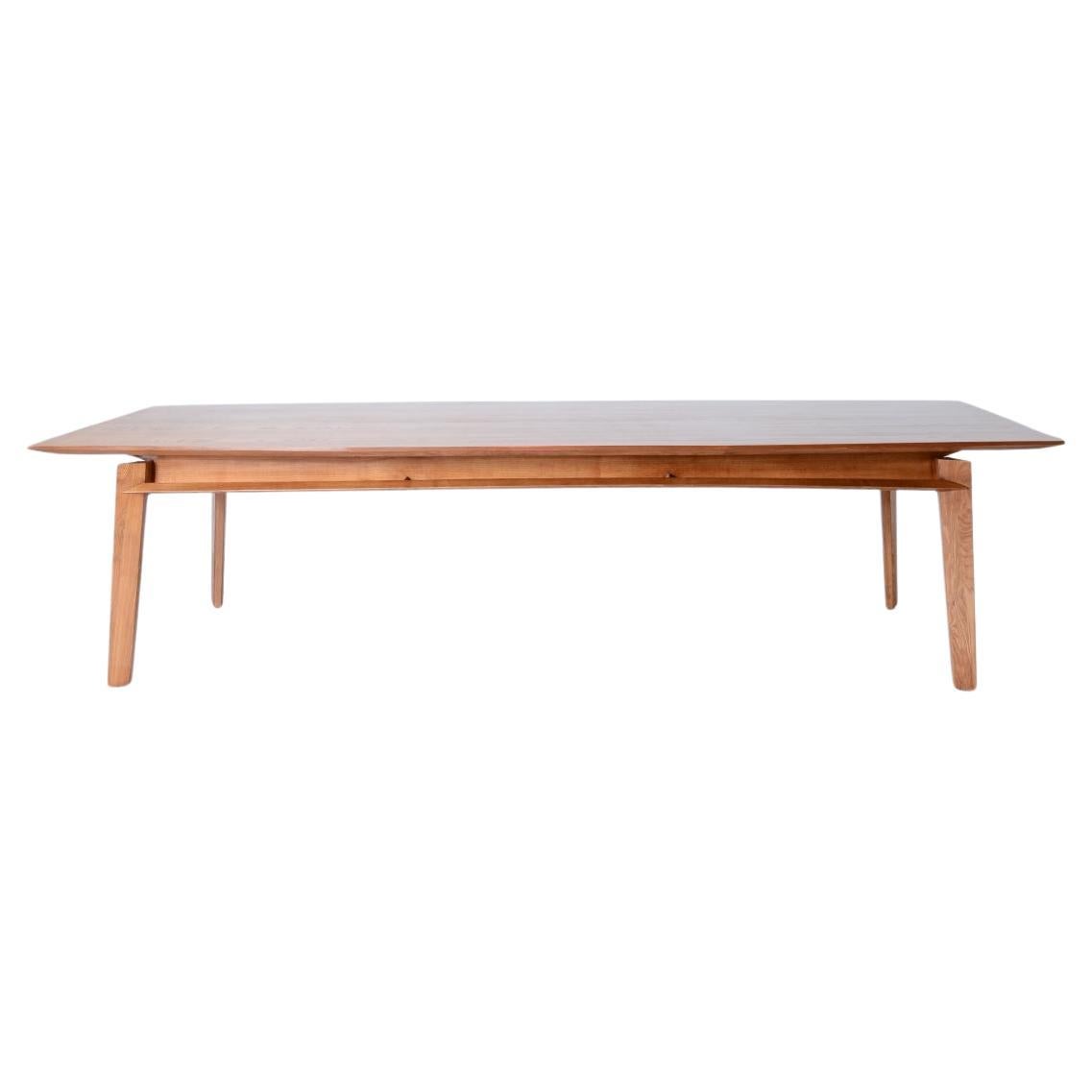 Large oak table with shaped top For Sale