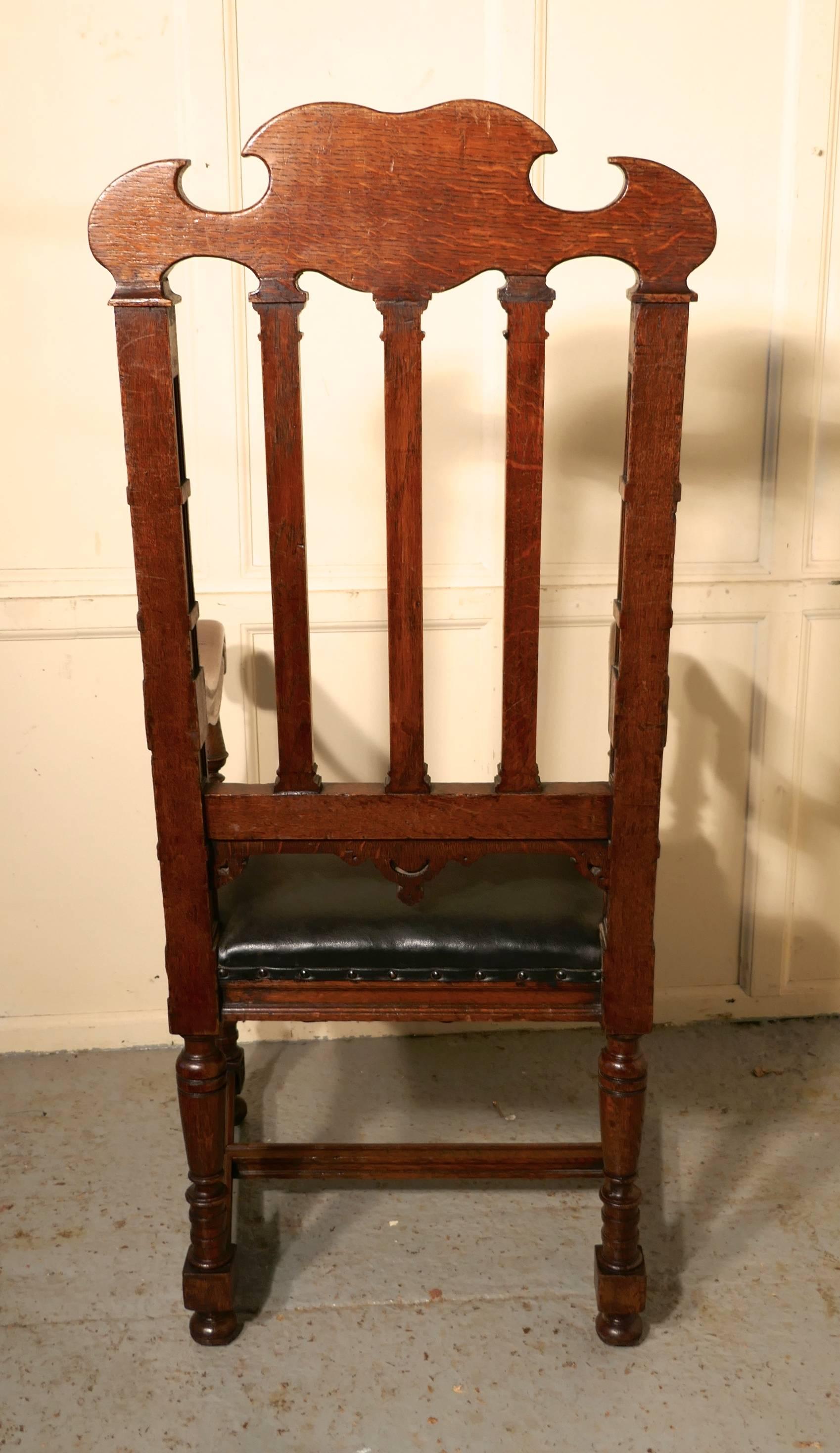 19th Century Large Oak Throne or Hall Chair by Gillow