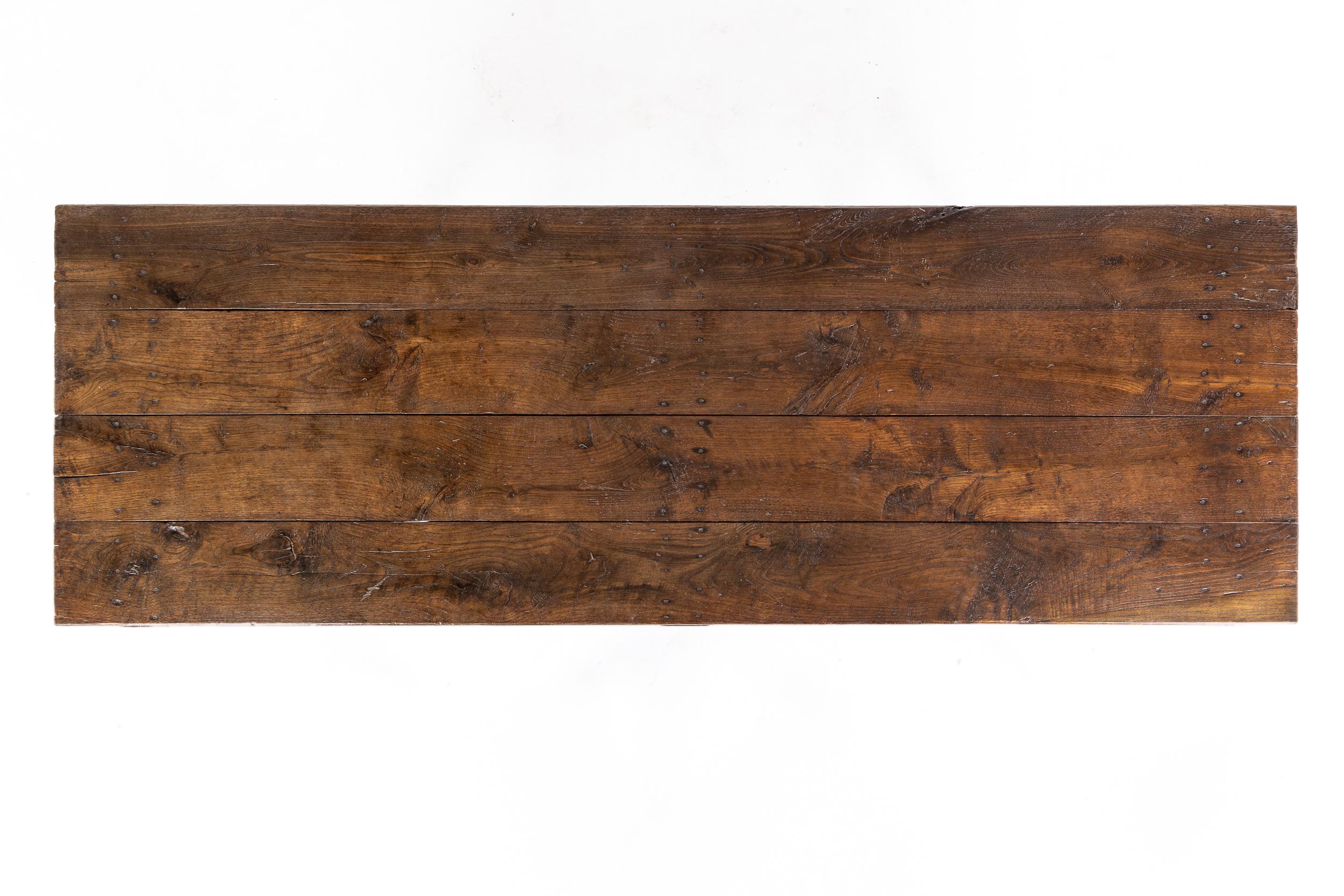 Large Oak Trestle Table Circa 1900 For Sale 3