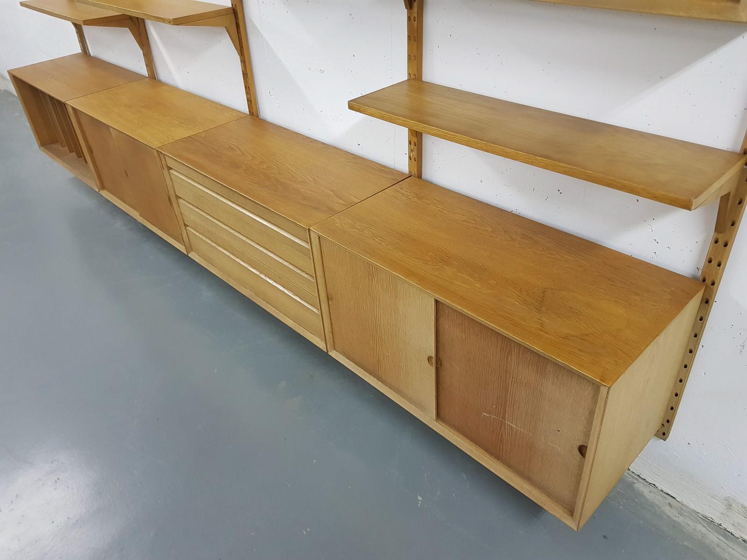 Large Oak Wall or Shelving Unit by Poul Cadovius for Cado, Danish Modern, 1964 7