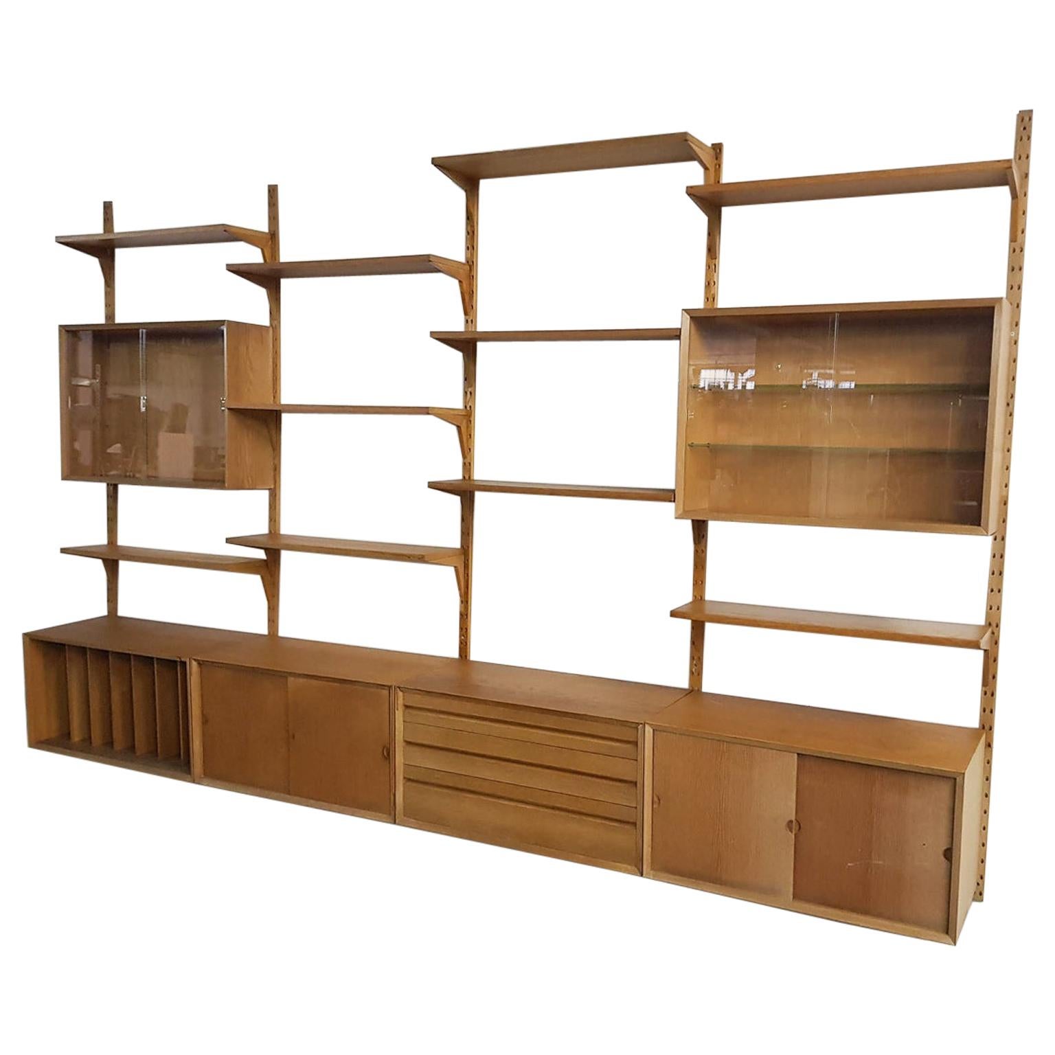 Large Oak Wall or Shelving Unit by Poul Cadovius for Cado, Danish Modern, 1964