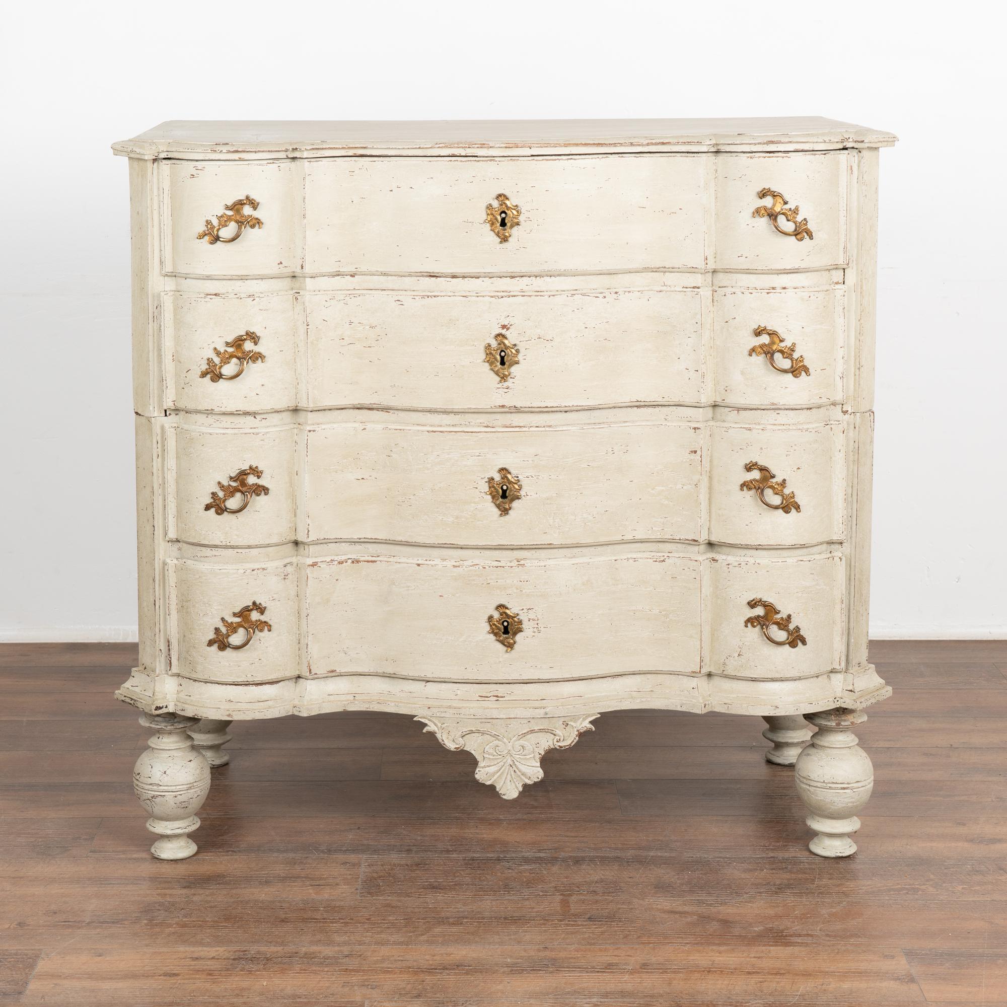 Danish Large Oak White Painted Chest of Drawers, Denmark circa 1770 For Sale