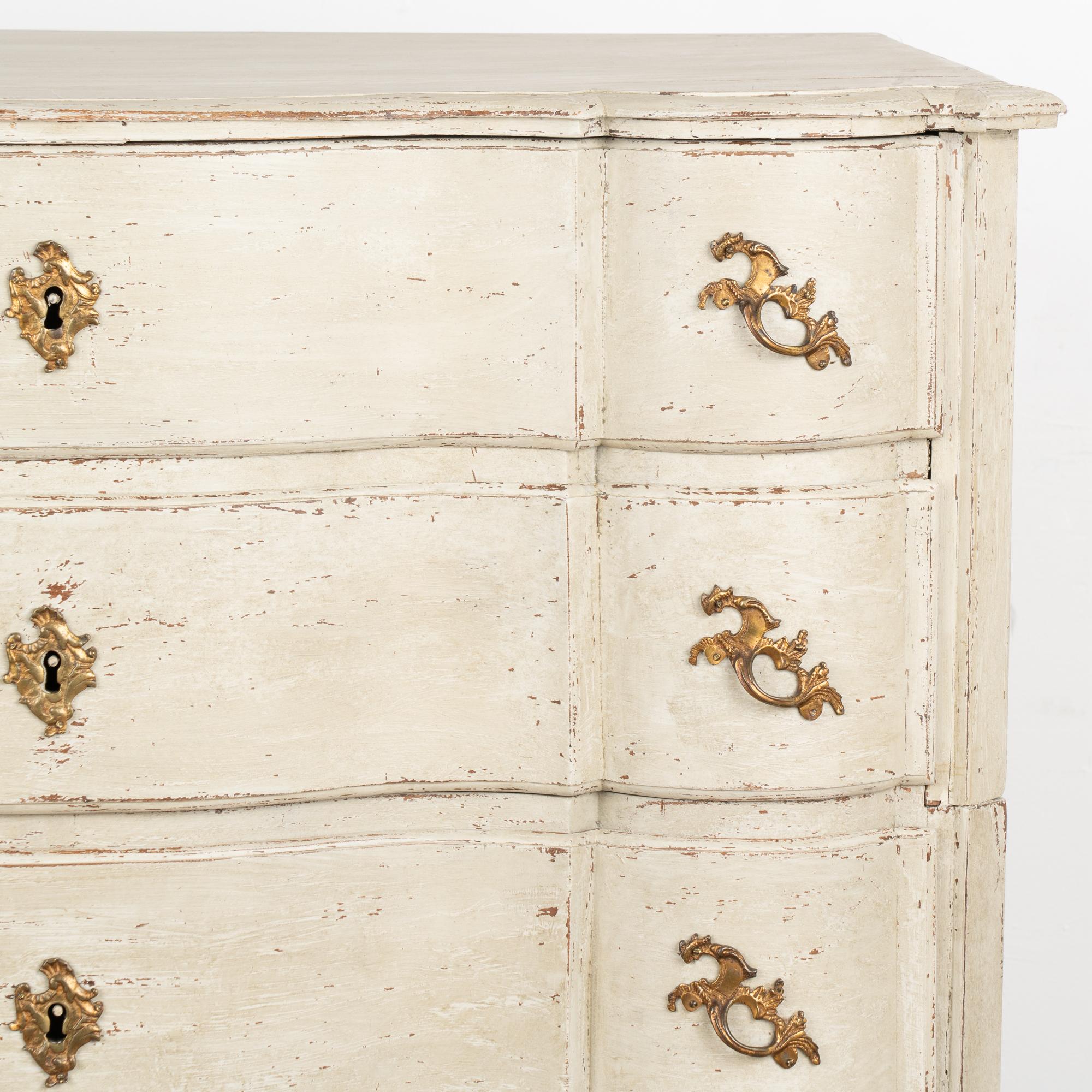 18th Century Large Oak White Painted Chest of Drawers, Denmark circa 1770 For Sale