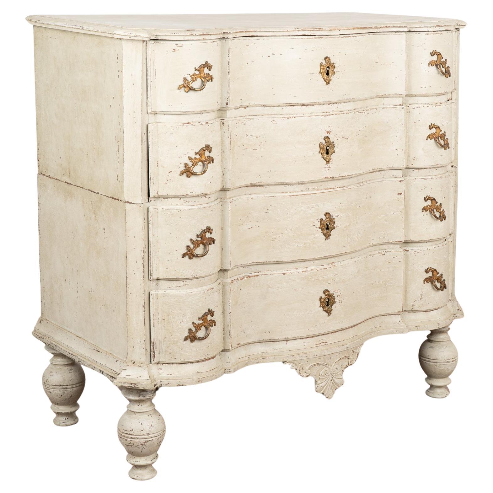 Large Oak White Painted Chest of Drawers, Denmark circa 1770 For Sale