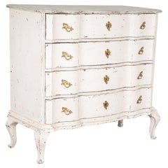 Large Oak White Painted Chest of Four Drawers, Denmark 1780-1800