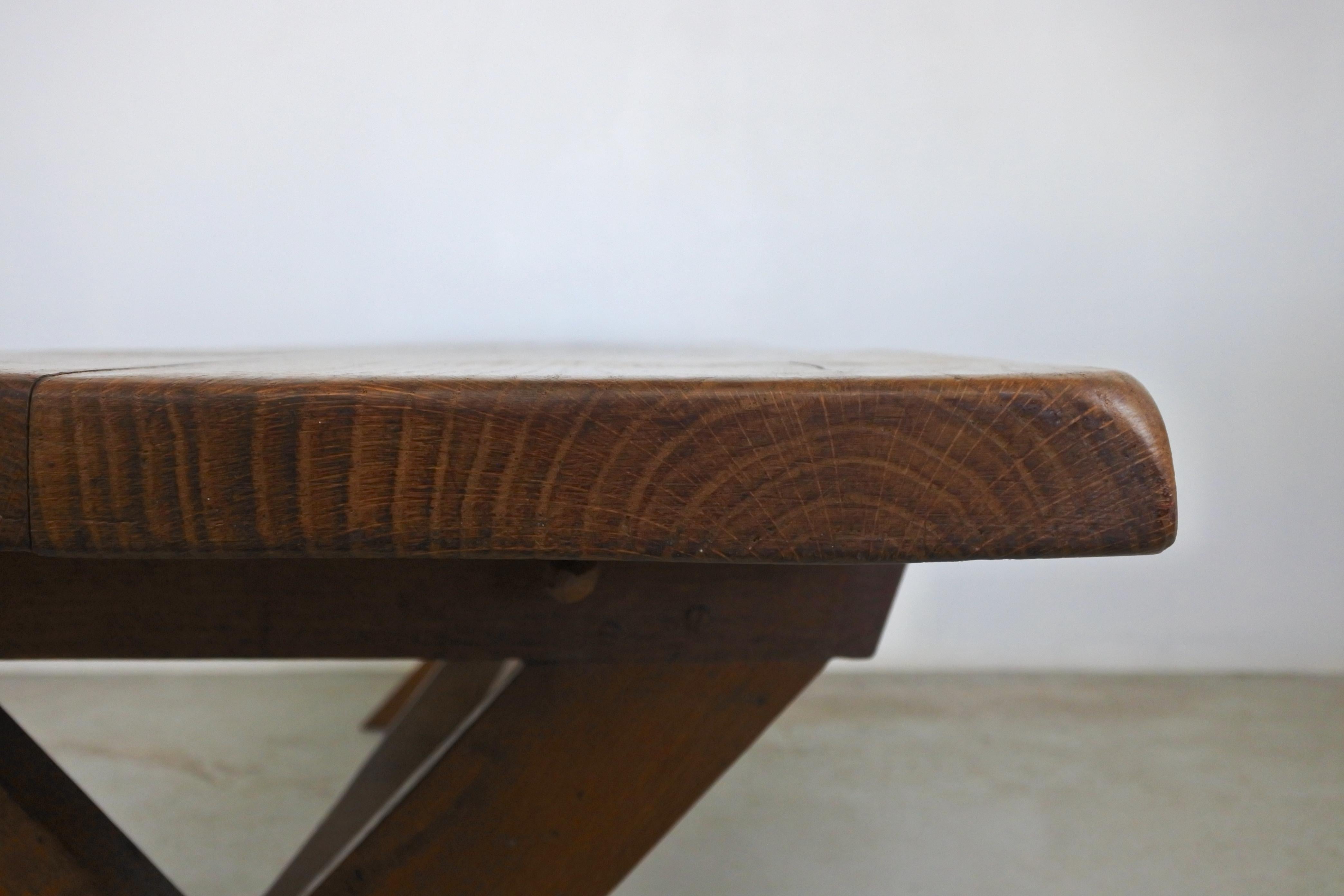 Large Oak Wood Coffee Table, France, 1940s 6