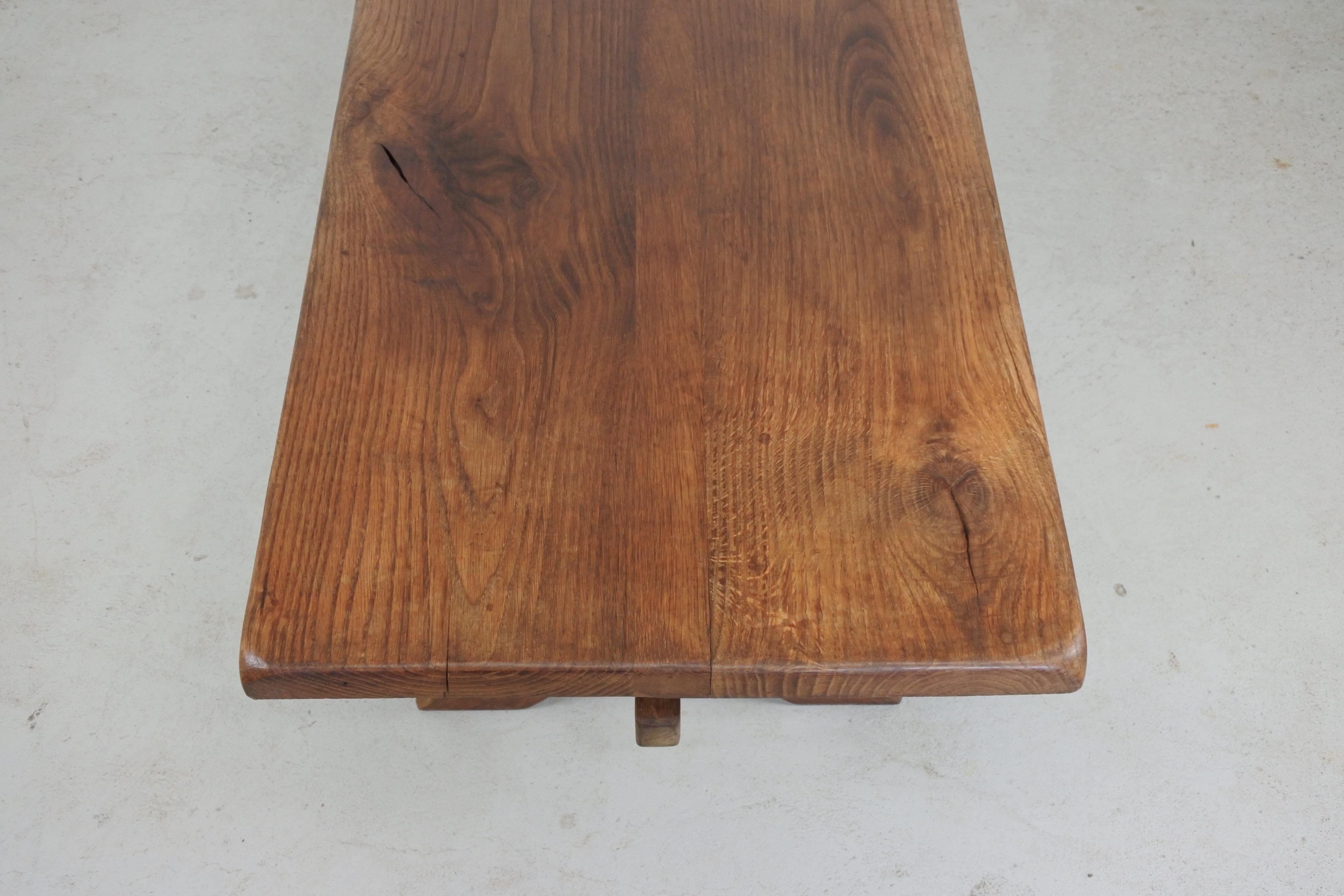 Large Oak Wood Coffee Table, France, 1940s 11