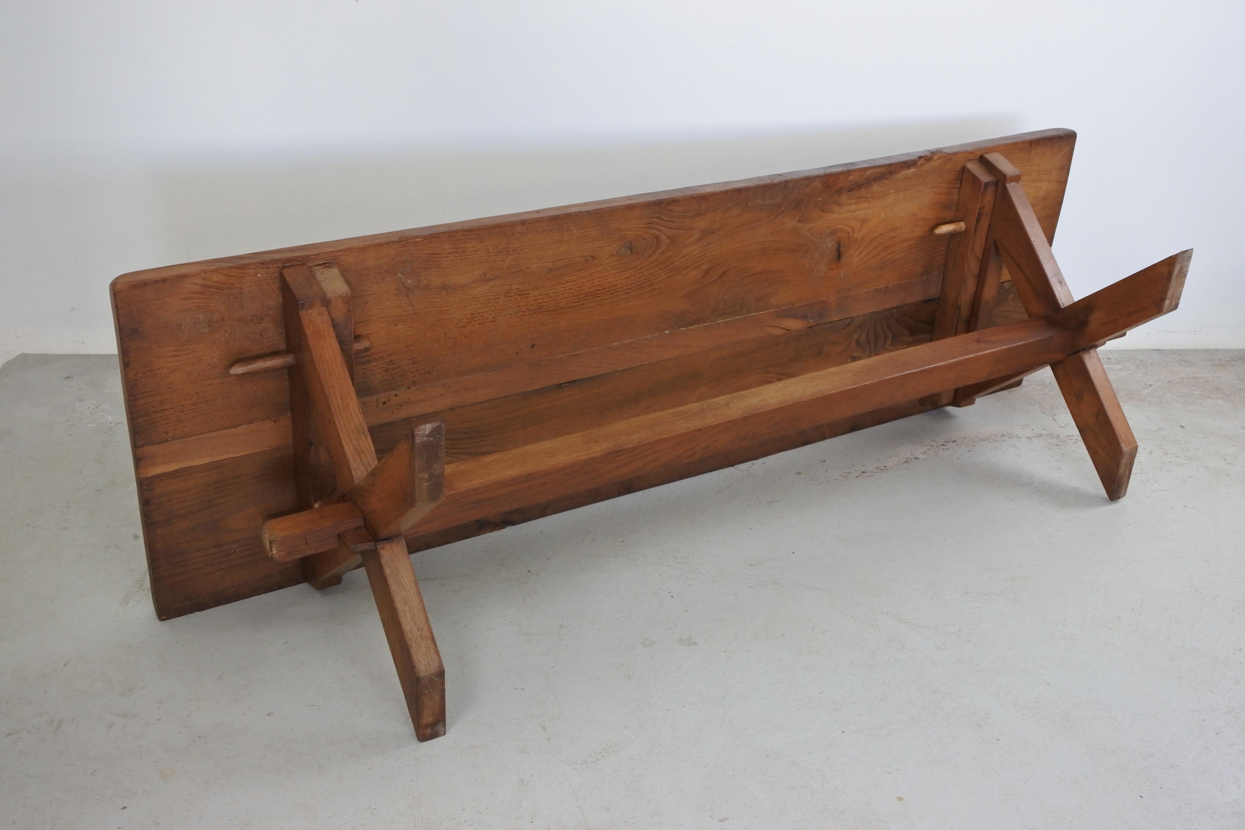 Large Oak Wood Coffee Table, France, 1940s 12