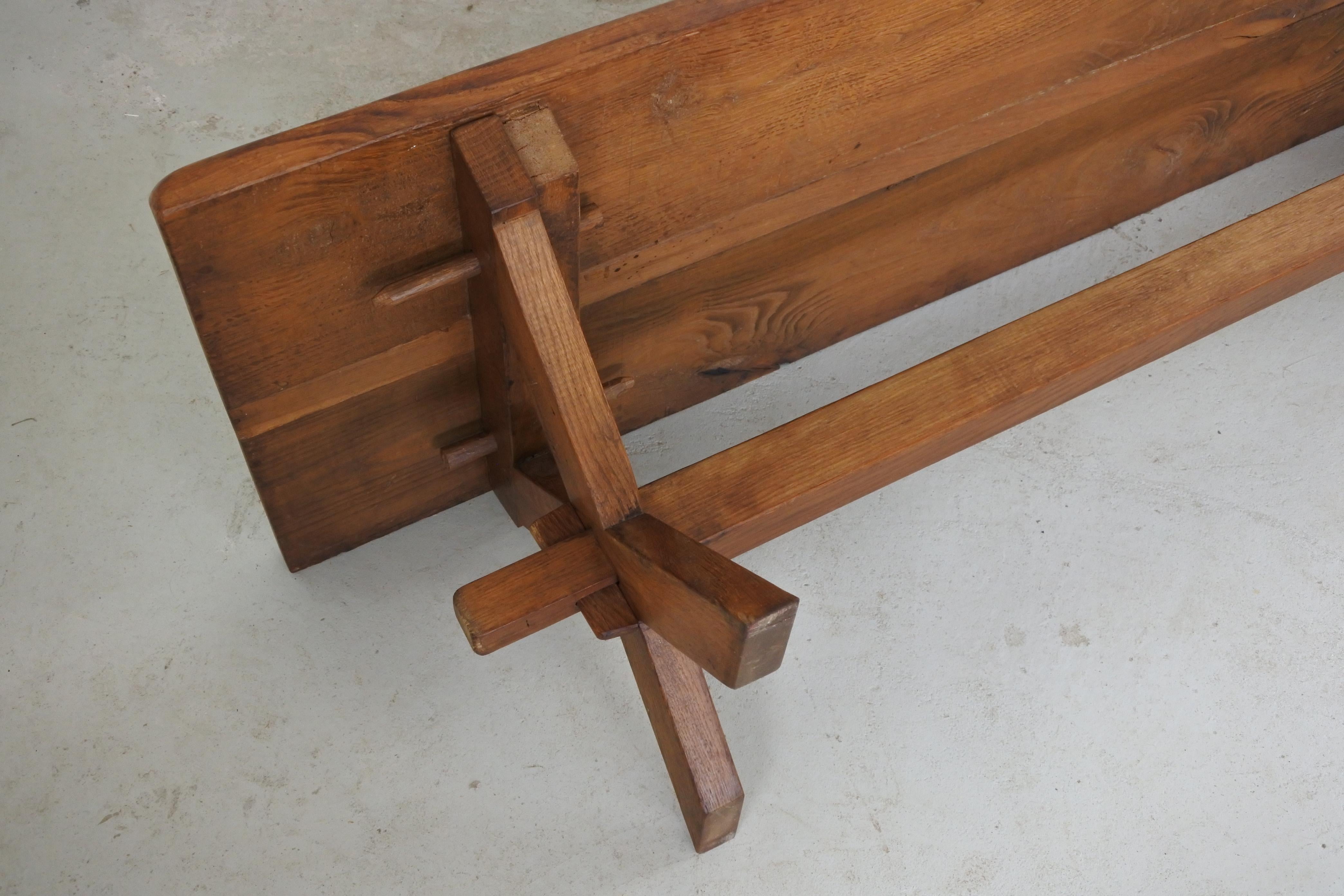 Large Oak Wood Coffee Table, France, 1940s 13