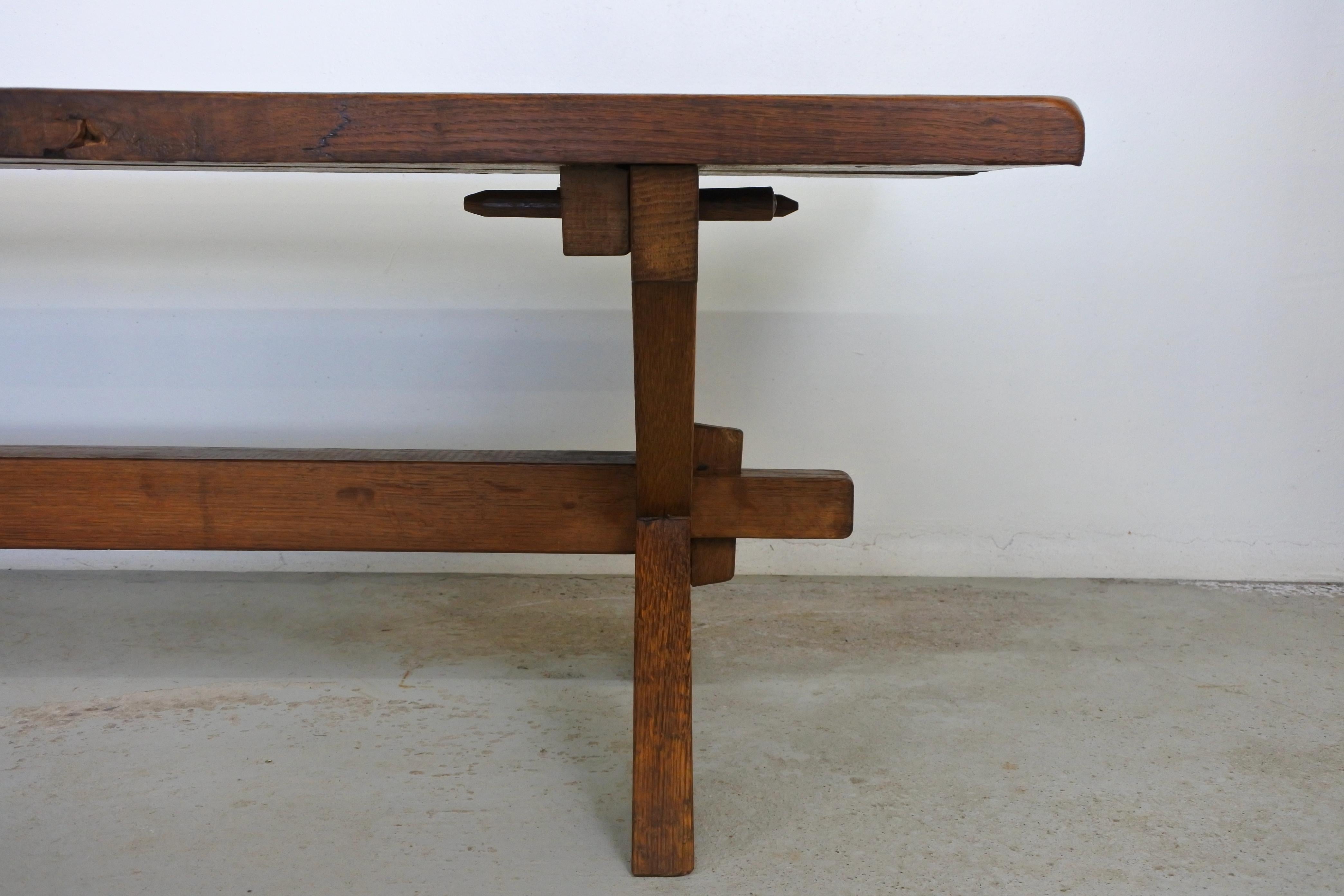 Large Oak Wood Coffee Table, France, 1940s In Good Condition In La Teste De Buch, FR