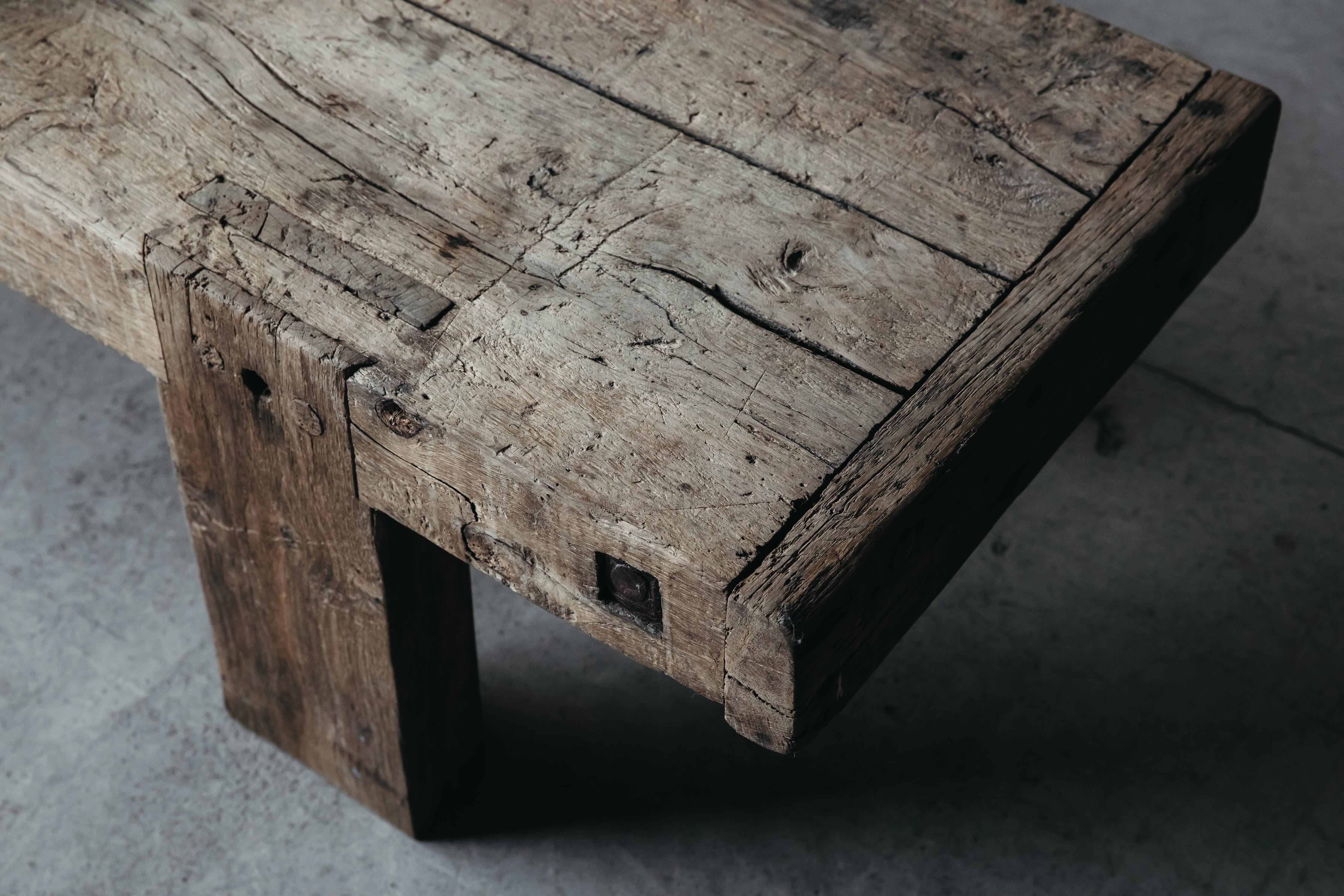 Mid-20th Century Large Oak Workbench Coffee Table from France, circa 1950