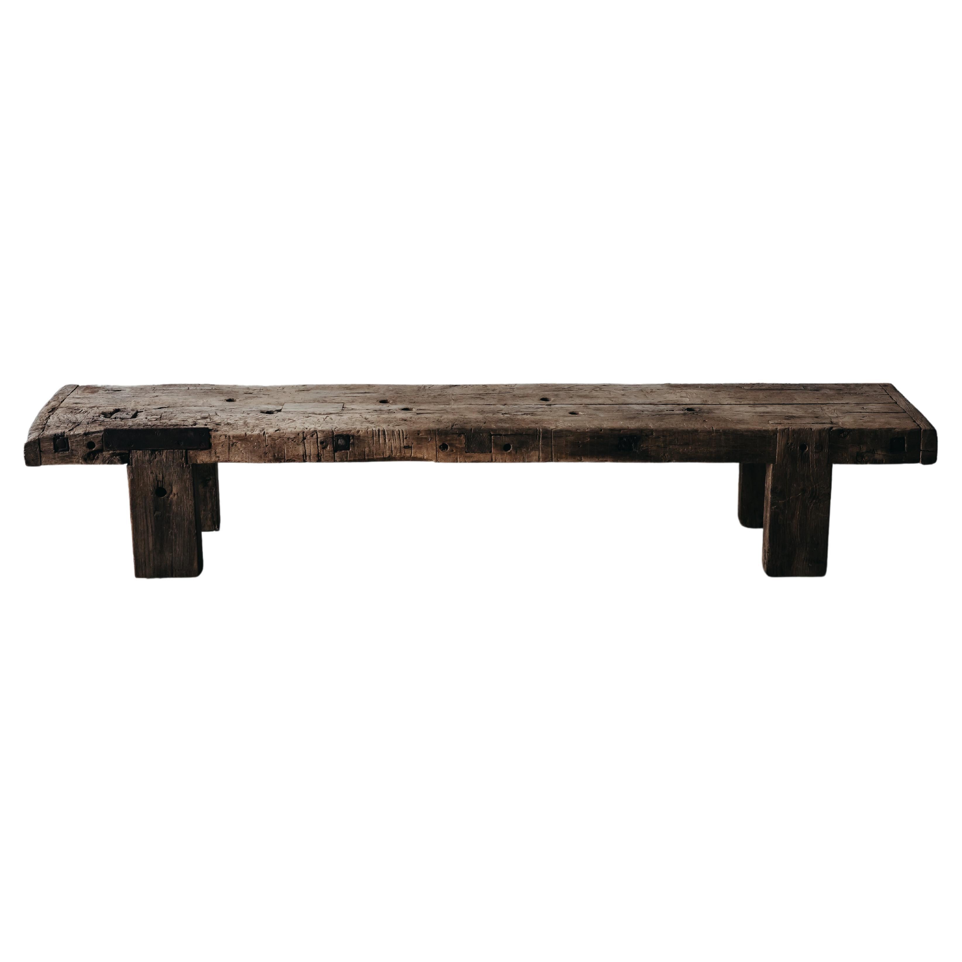 Large Oak Workbench Coffee Table from France, circa 1950