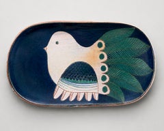 Large, oblong decorative dish, by Robert et Jean Cloutier, France, circa 1960