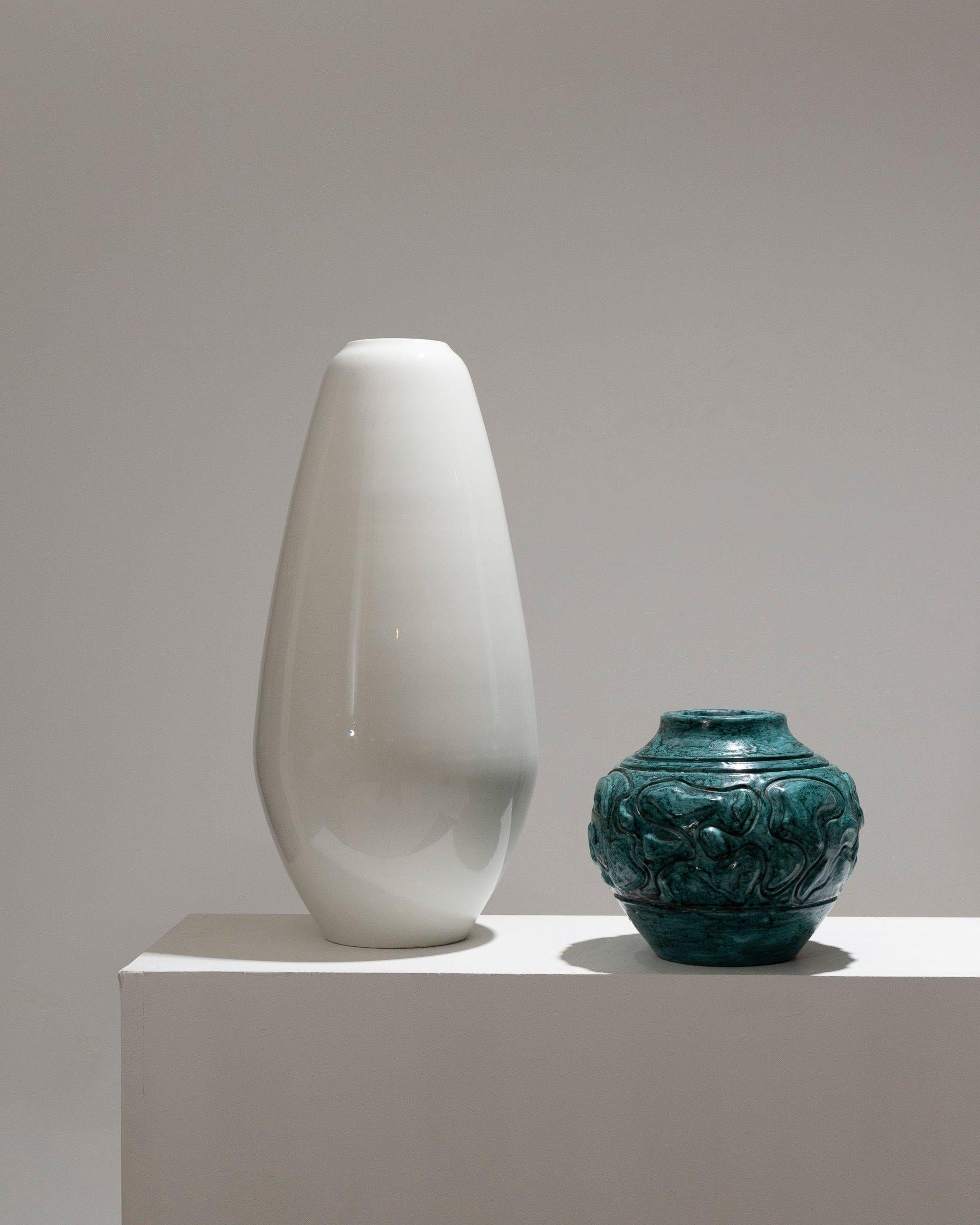 Japonisme Large Oblong Porcelain Vase, Royal Berlin Manufacture, 1900s For Sale