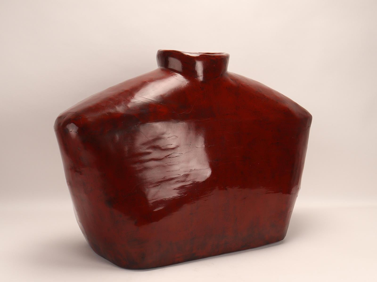 Clay Large oblong-shaped lacquer vase, Shanxi, China late 19th century. For Sale