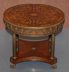 Large Occasional Side Lamp Wine Table Patinated Bronze Fixtures Lion Paw Feet