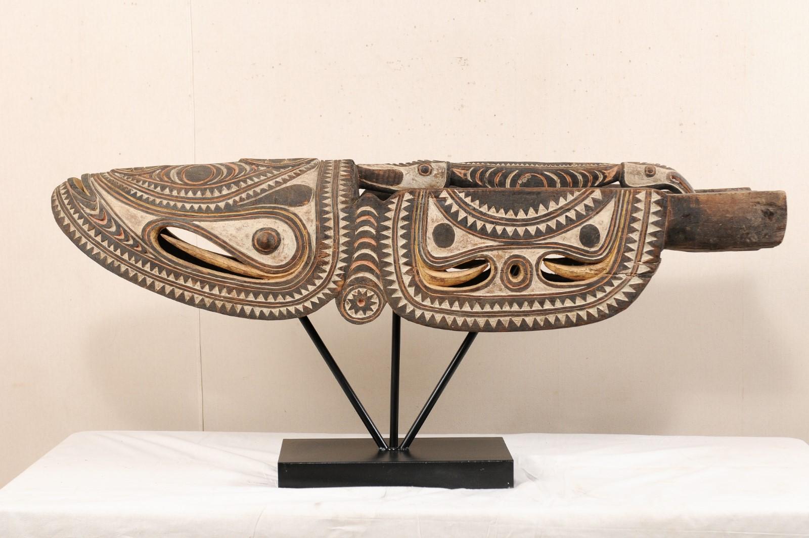 Large Oceanic Papua New Guinea Tribal Prow on Stand 1