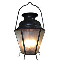 Retro Large Octagon Bronze 4-Light Lantern Chandelier with Handle